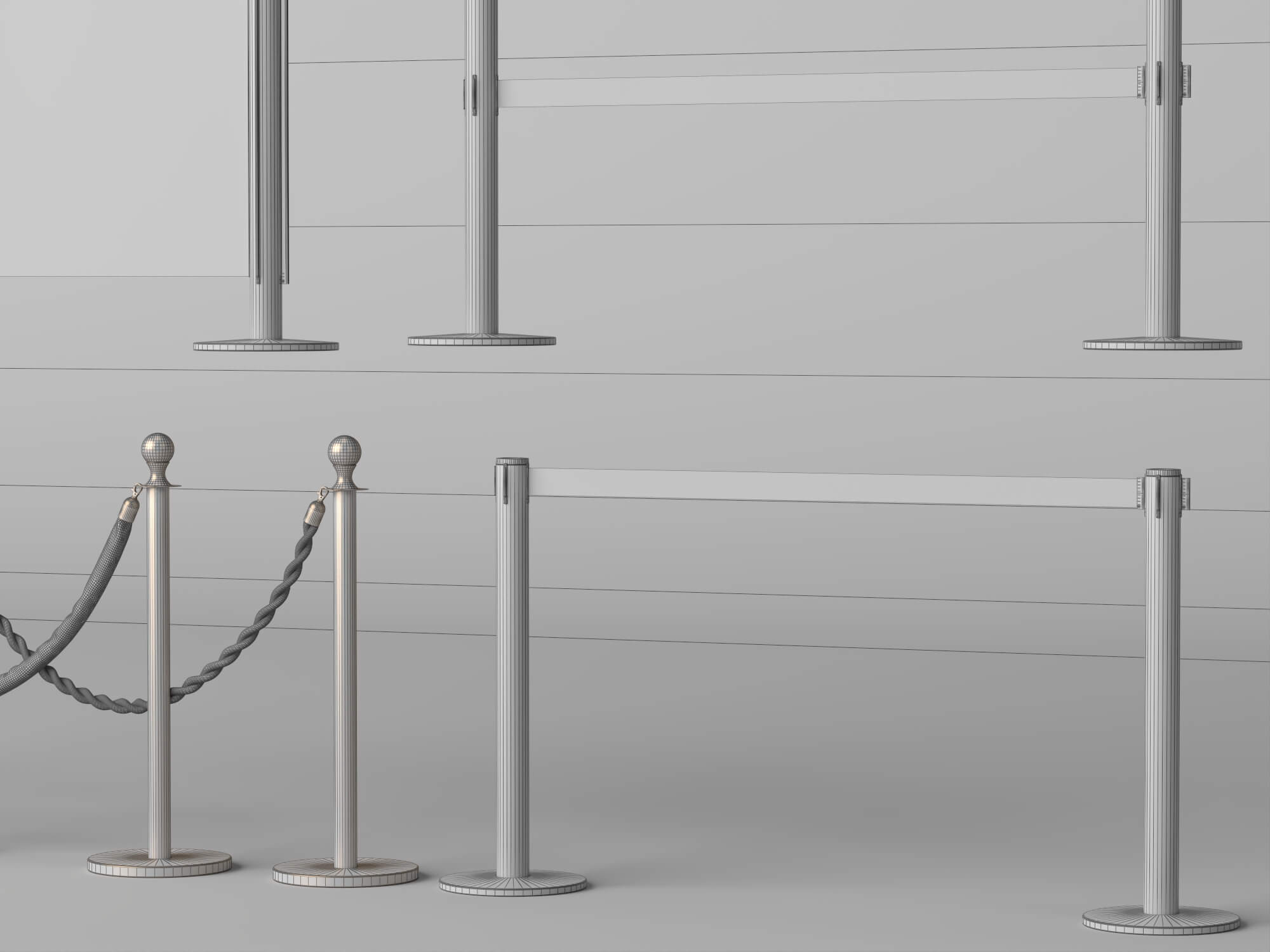 Crowd Control Barrier Pack 3D Model 3D Model