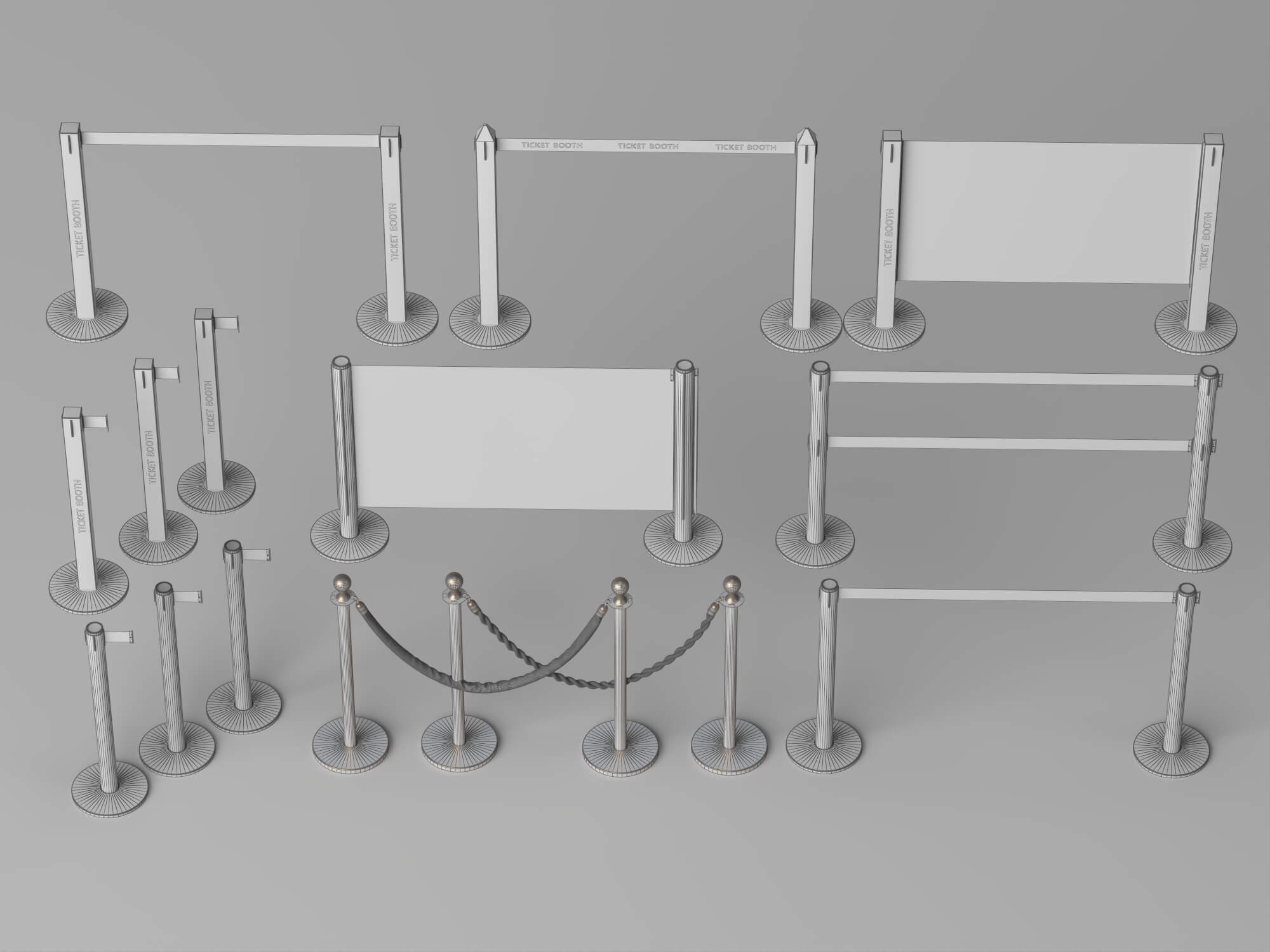 Crowd Control Barrier Pack 3D Model 3D Model