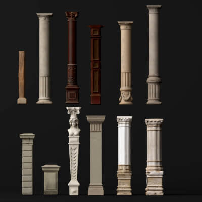Decorative Classical Pillars 3D Model Pack