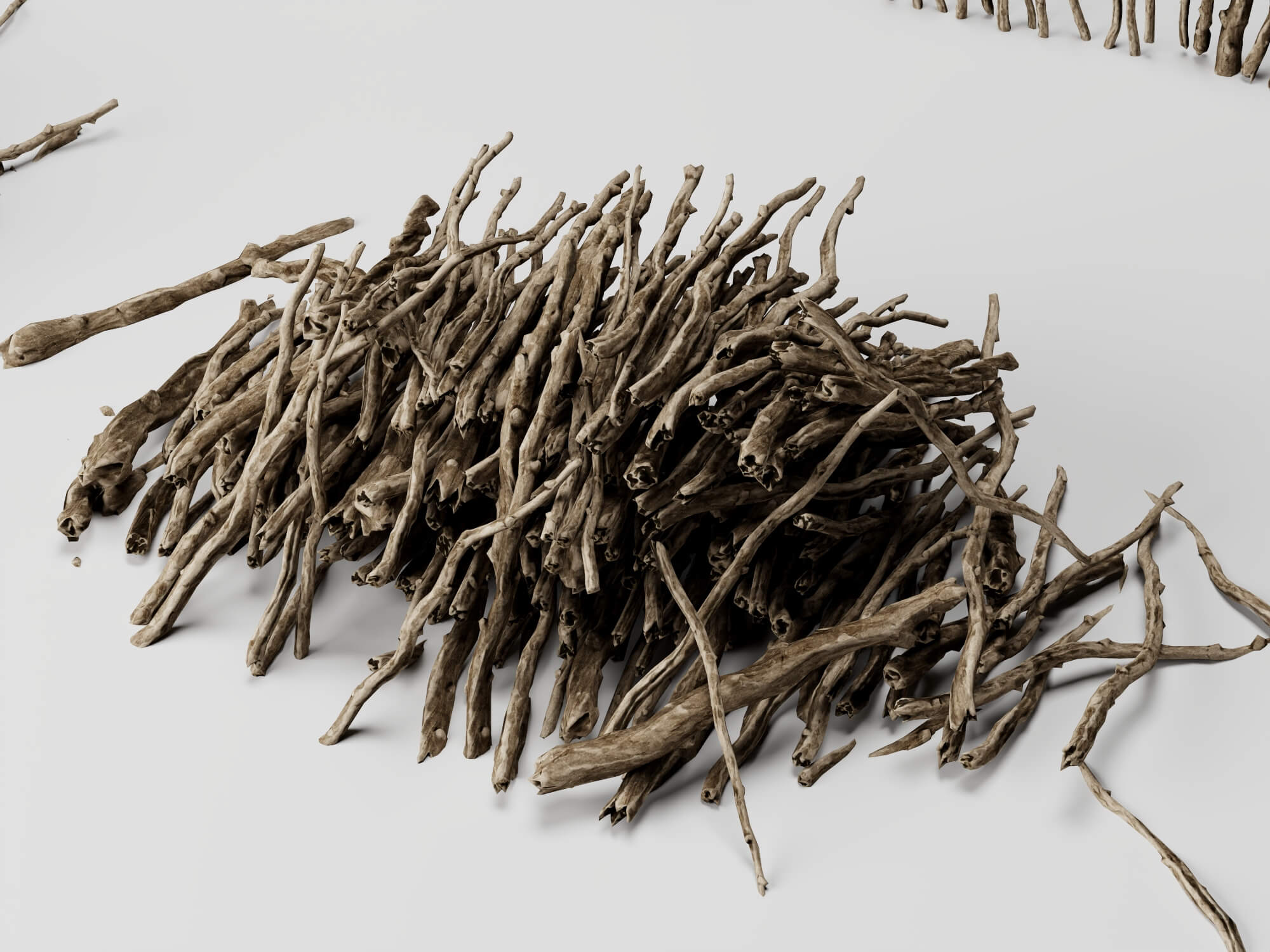 Dry Sticks and Twig Fence Pack Lowpoly 3D Model 3D Model