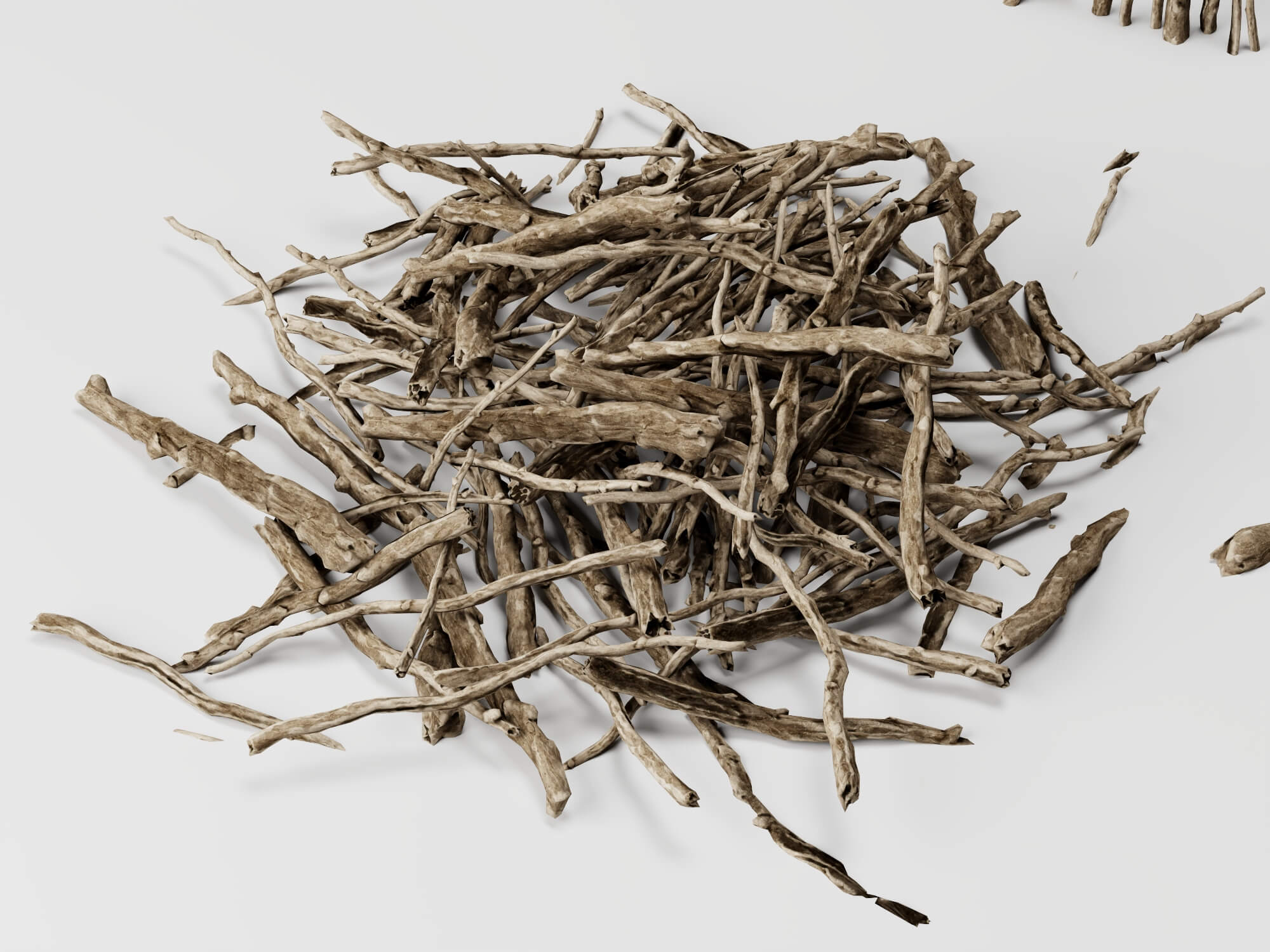 Dry Sticks and Twig Fence Pack Lowpoly 3D Model 3D Model
