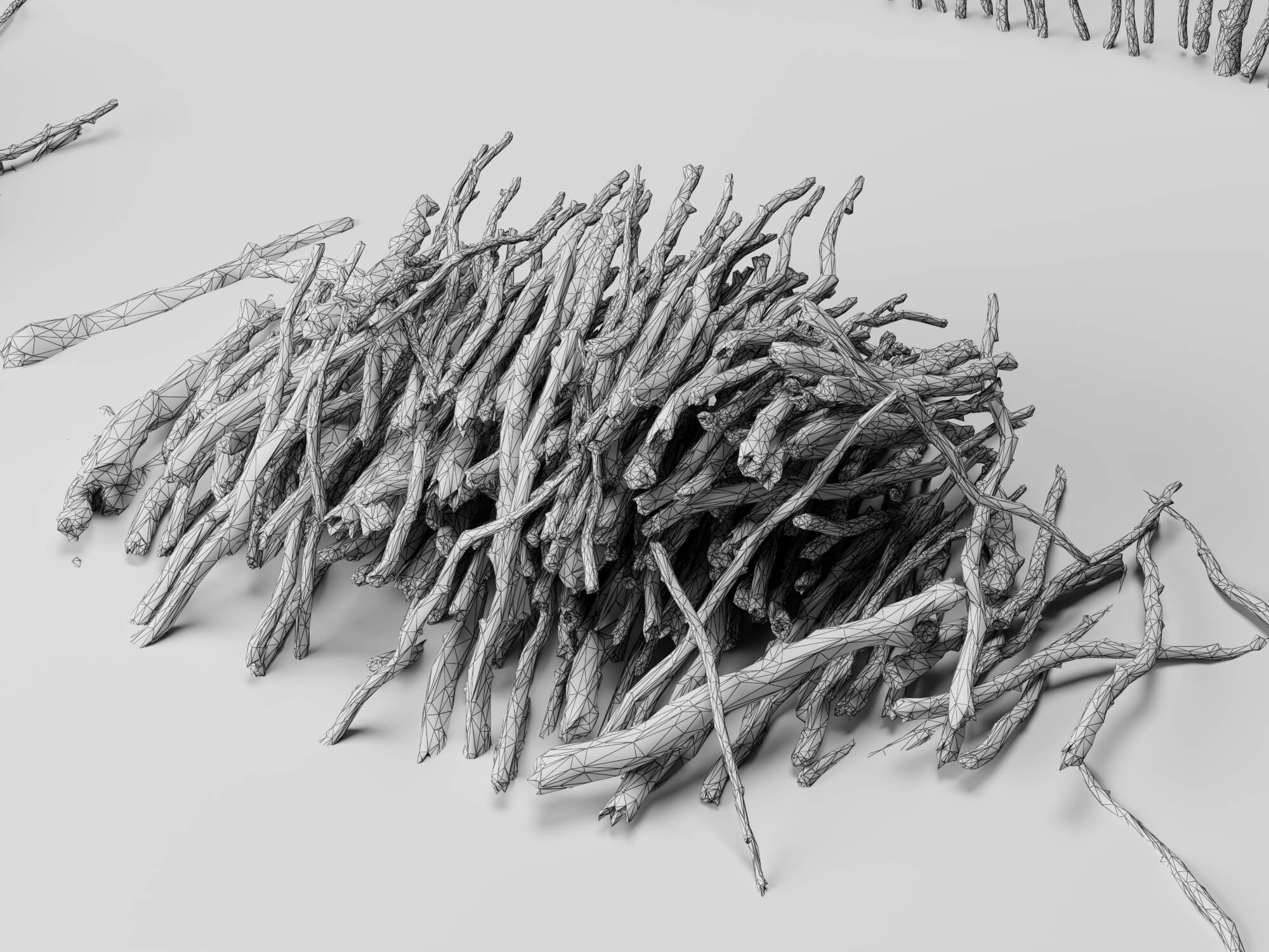 Dry Sticks and Twig Fence Pack Lowpoly 3D Model 3D Model