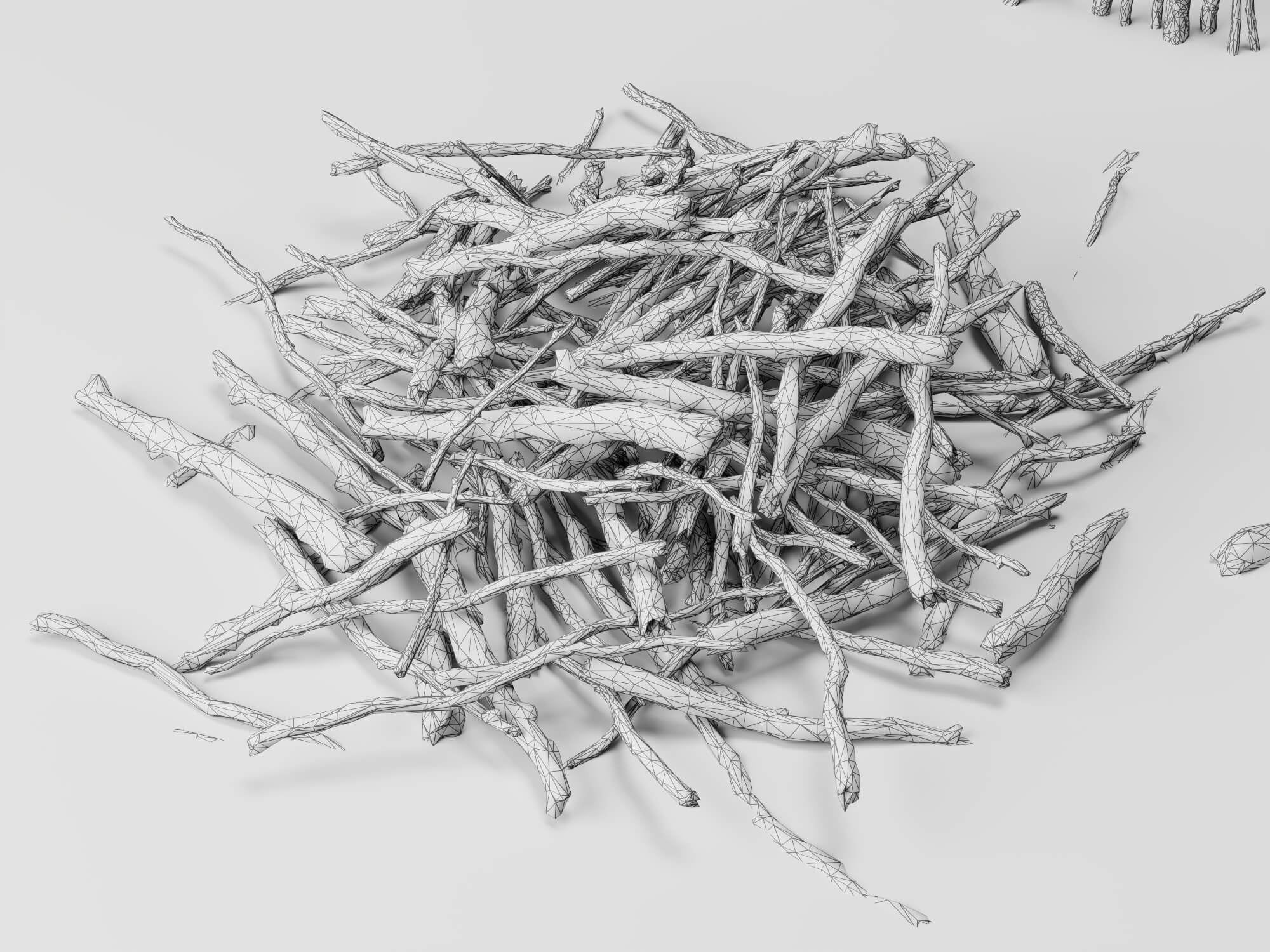 Dry Sticks and Twig Fence Pack Lowpoly 3D Model 3D Model