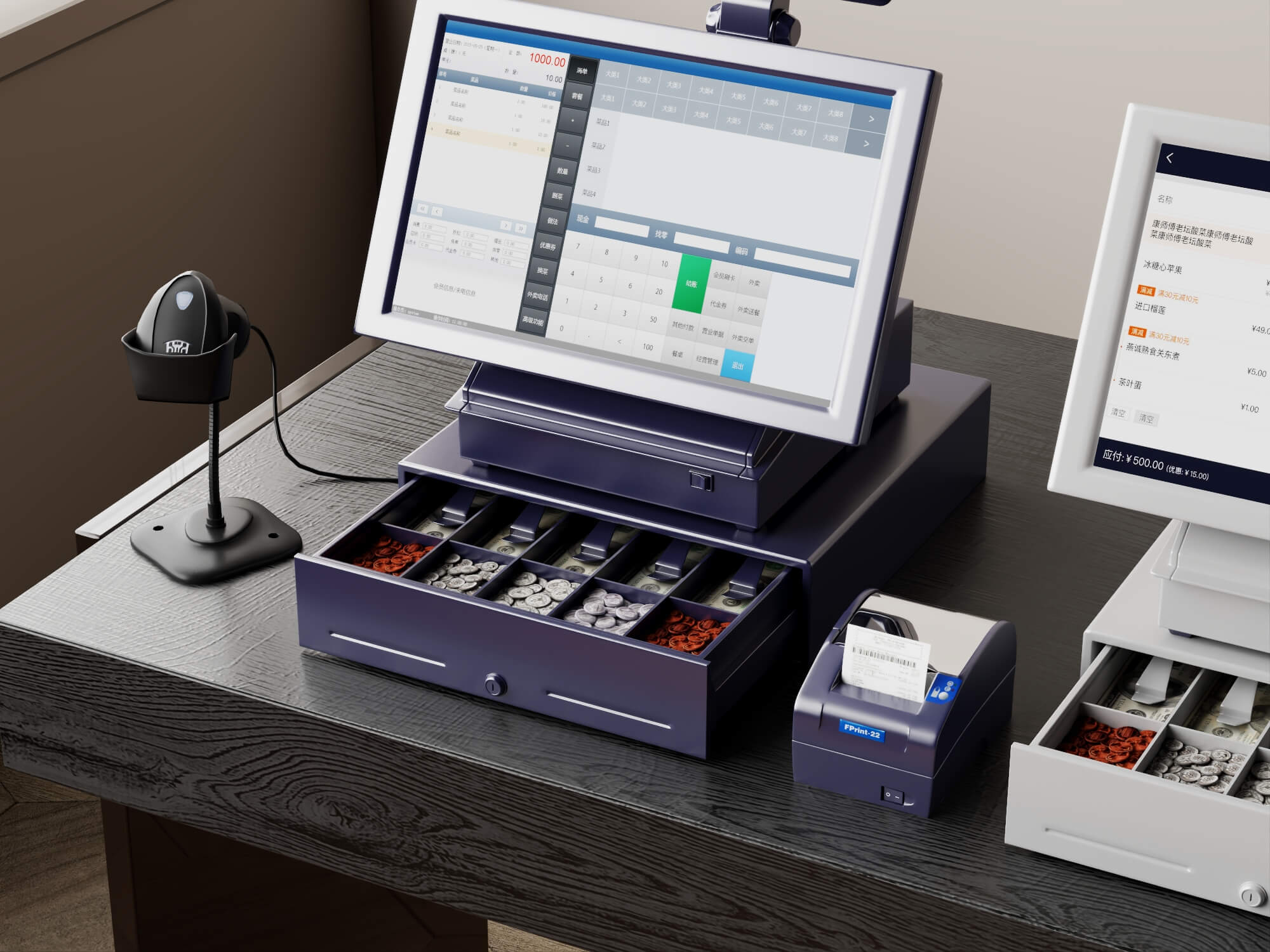 Dual POS Cash Register Station 3D Model
