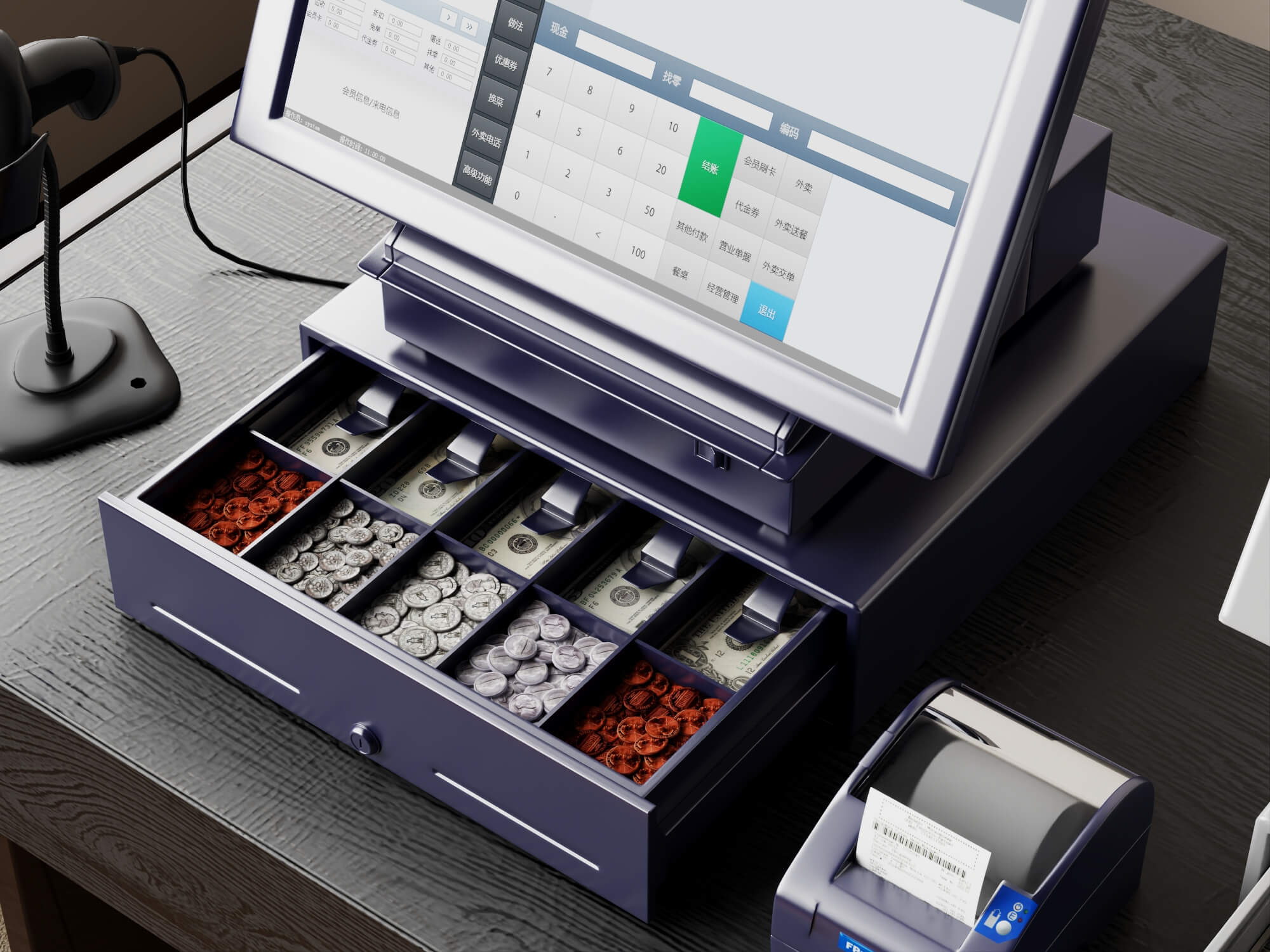 Dual POS Cash Register Station 3D Model