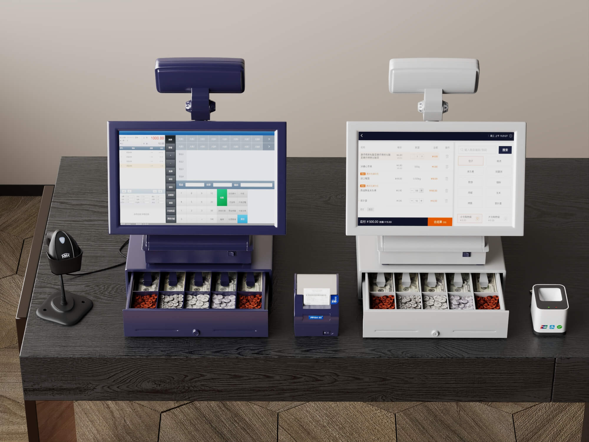 Dual POS Cash Register Station 3D Model