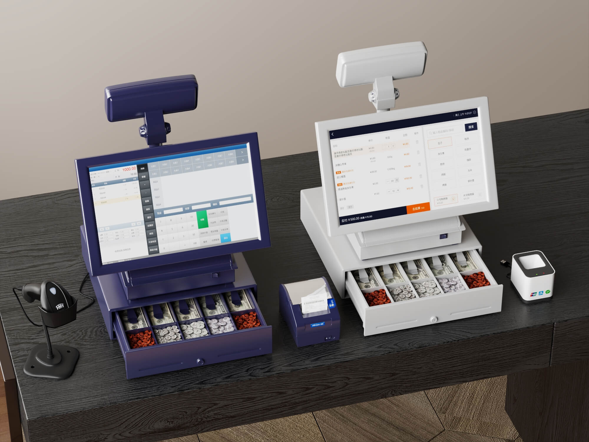Dual POS Cash Register Station 3D Model