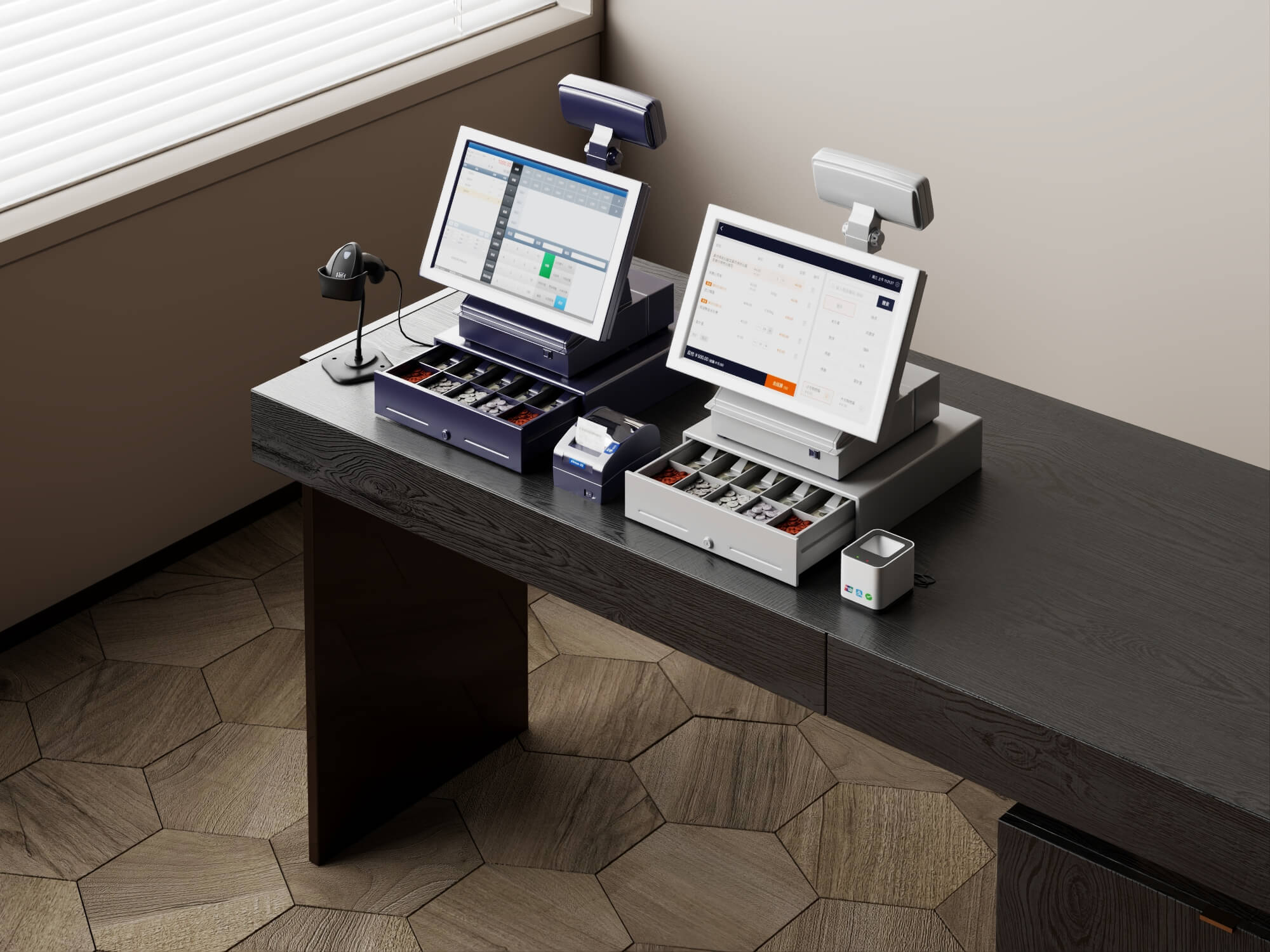 Dual POS Cash Register Station 3D Model