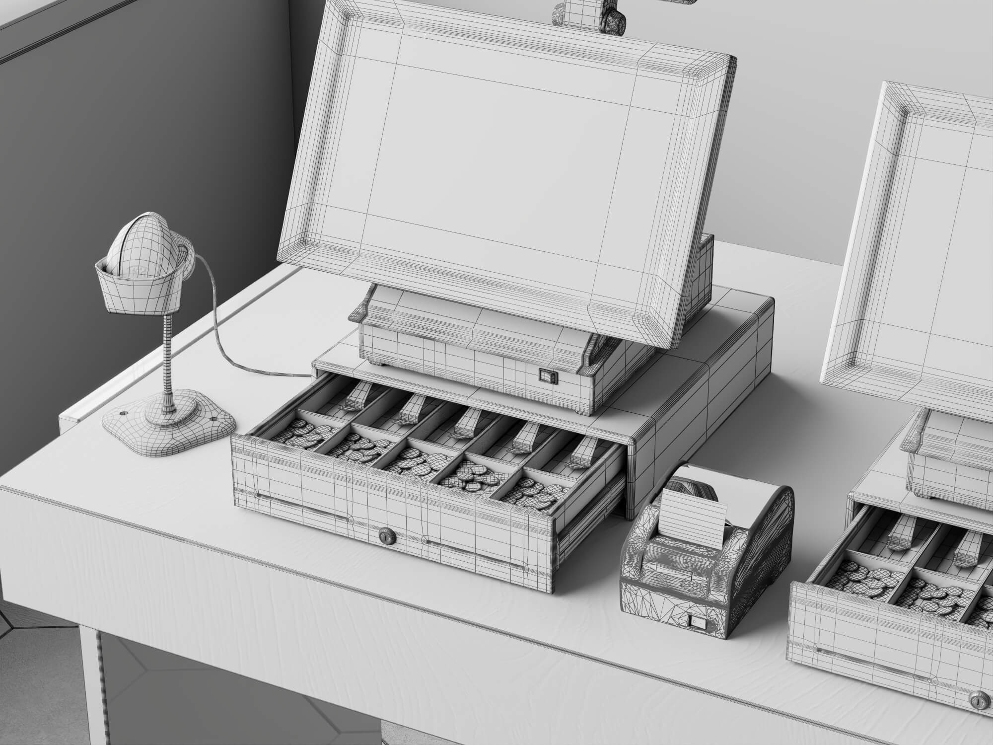 Dual POS Cash Register Station 3D Model