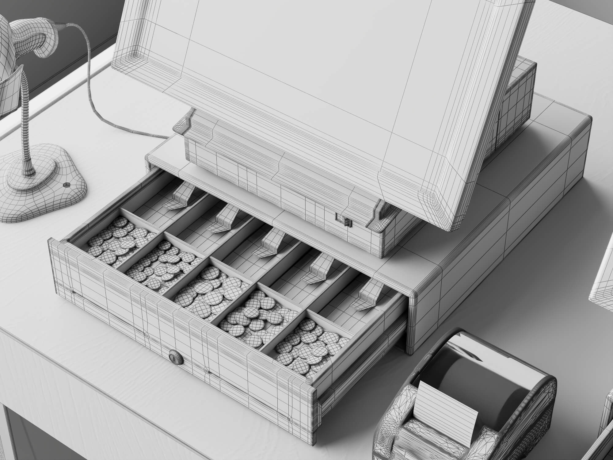 Dual POS Cash Register Station 3D Model