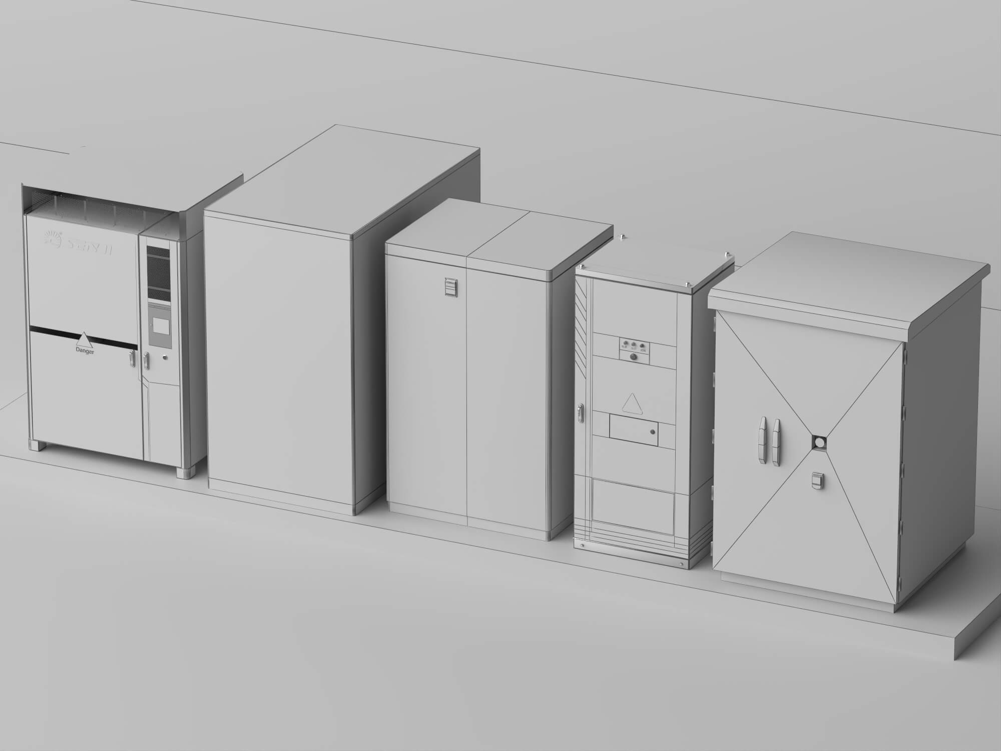 Energy Storage Cabinet Set 3D Model 3D Model