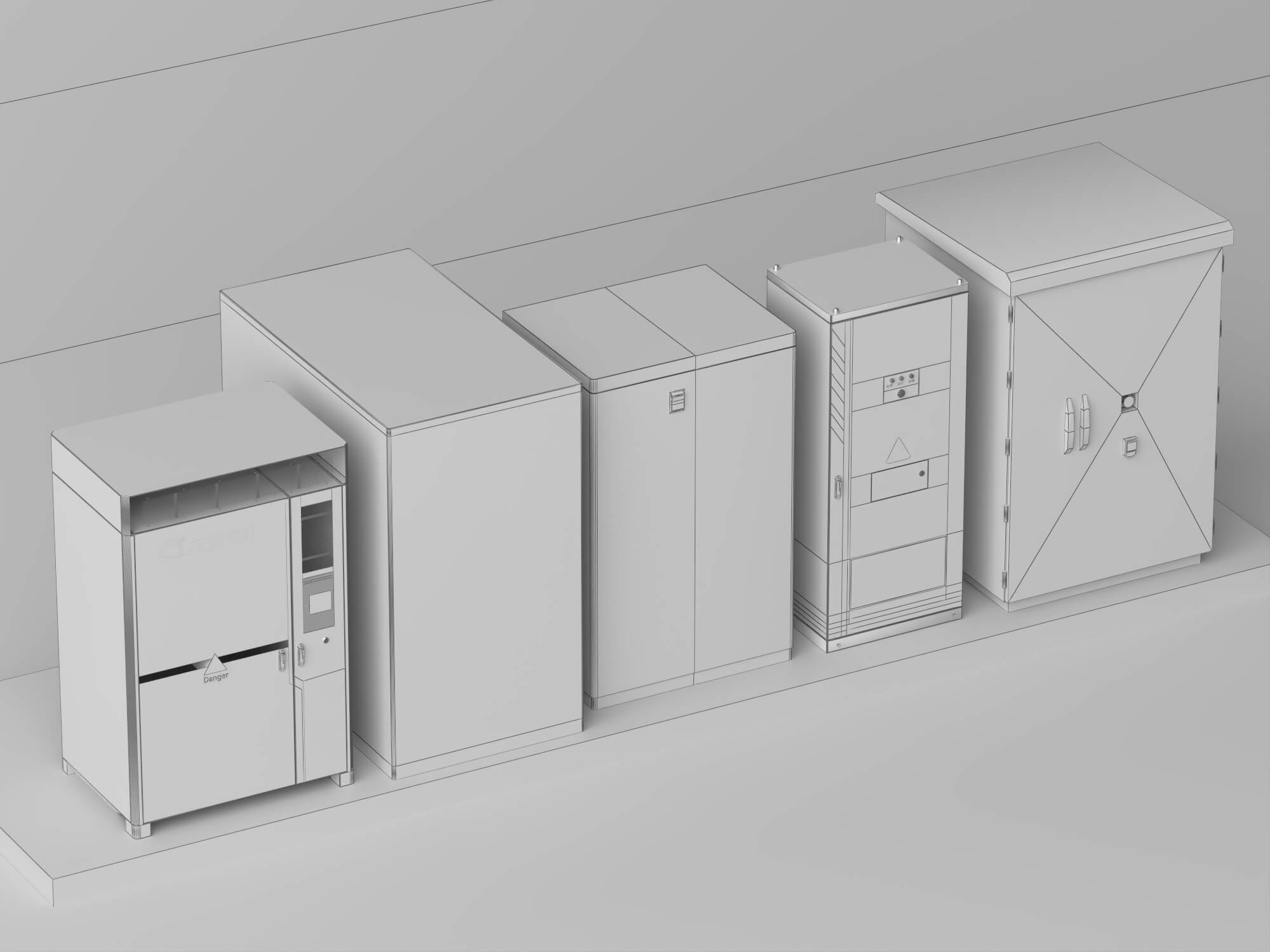 Energy Storage Cabinet Set 3D Model 3D Model