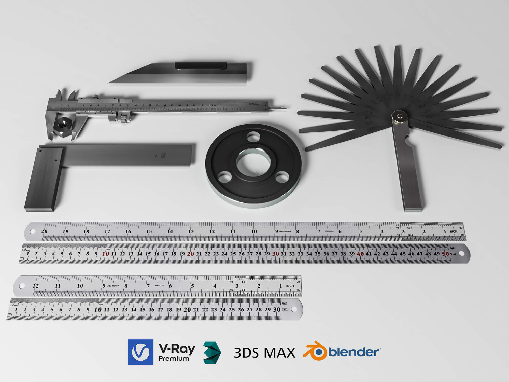 Engineering Measuring Tools 3D Model Pack 3D Model
