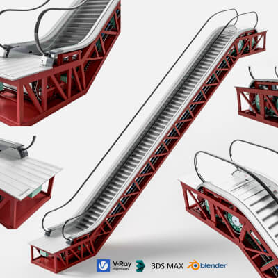 Escalator Internal Structure 3D Model