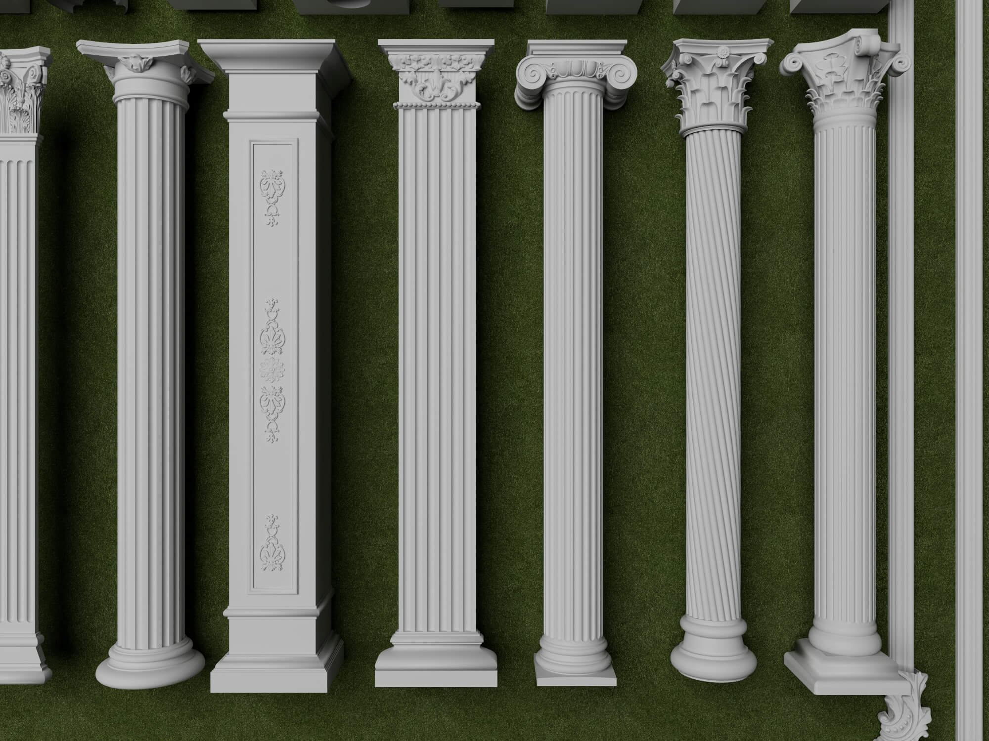 European Style Railing and Classical Column Collection 3D Model