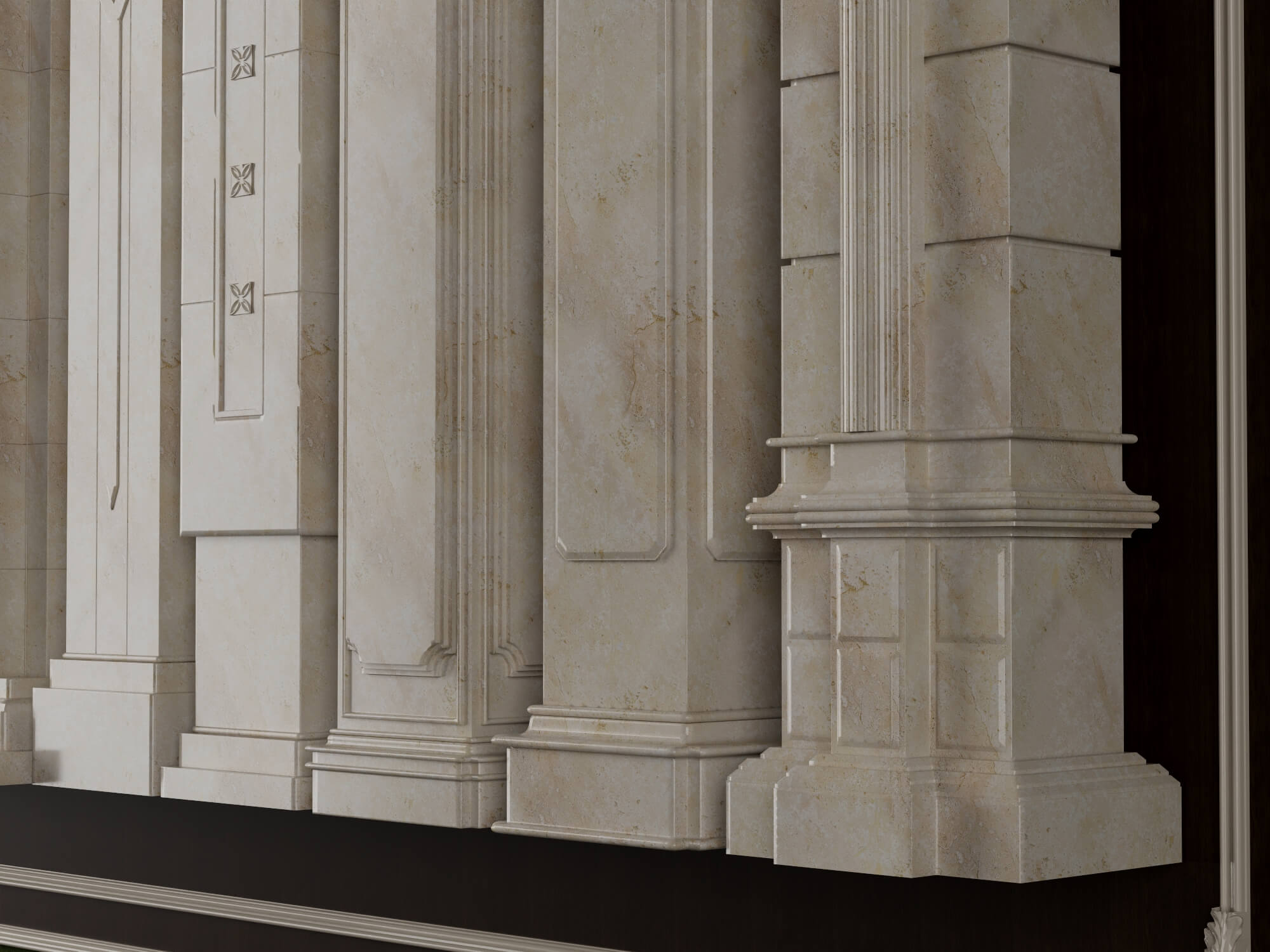 European Style Stone Column and Baluster Collection 3D Model