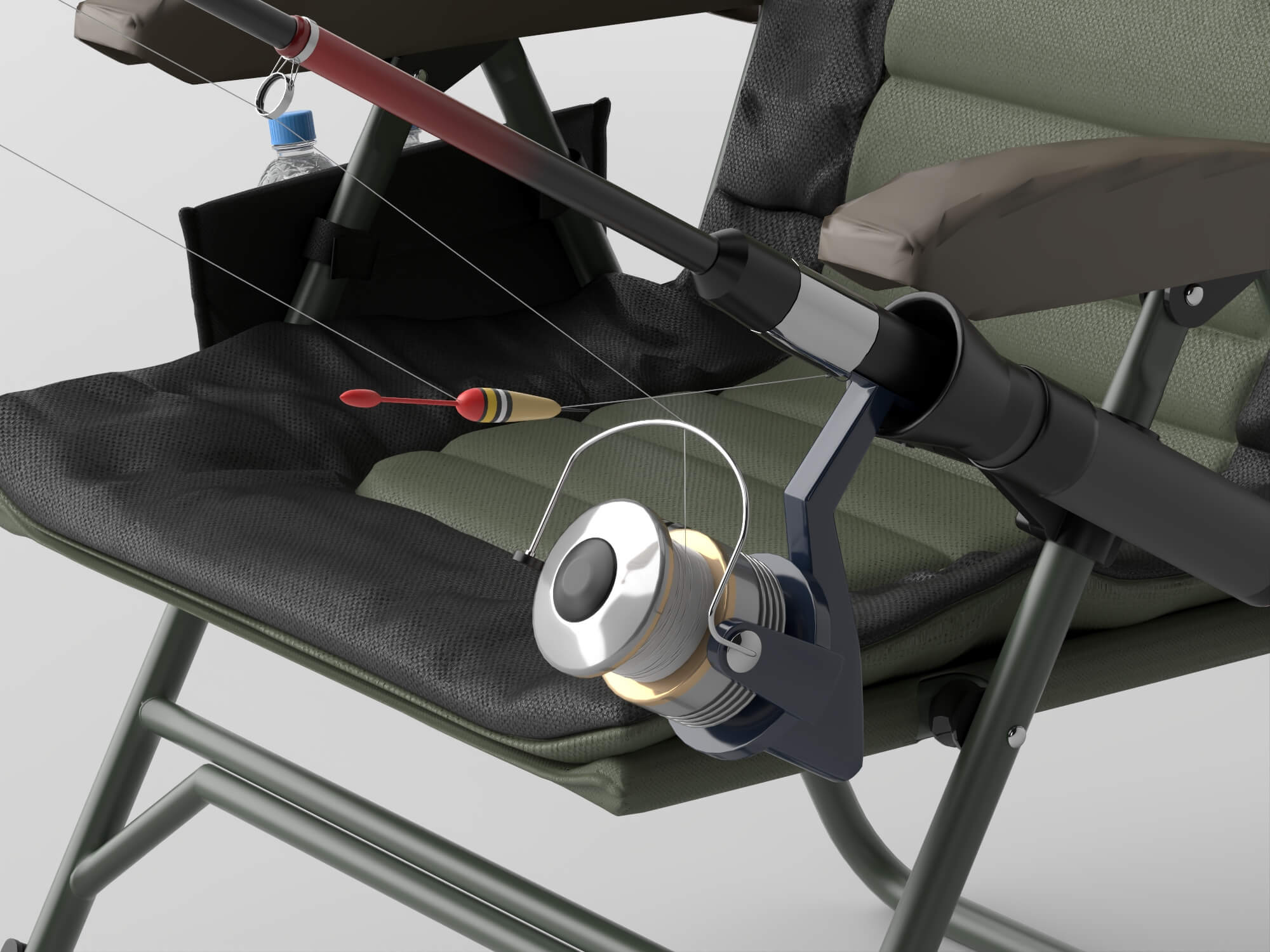 Folding Fishing Chair with Fishing Rod 3D Model