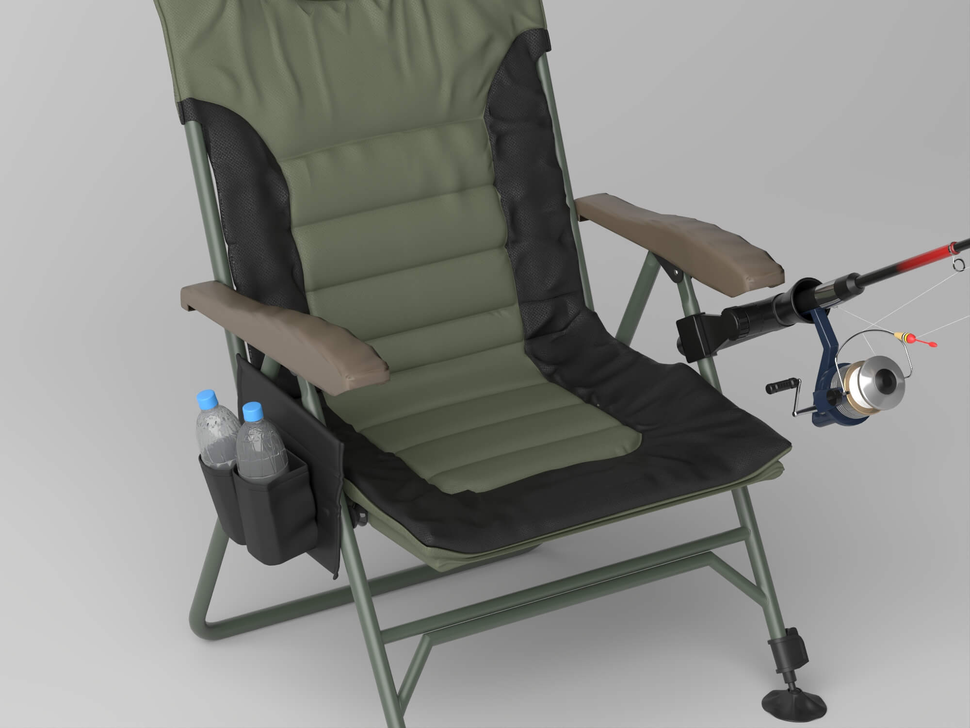 Folding Fishing Chair with Fishing Rod 3D Model