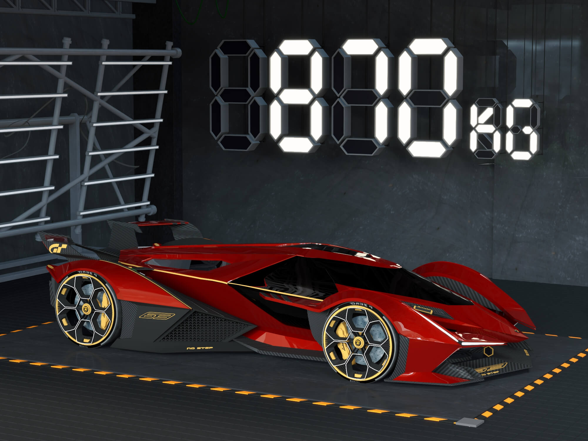 Futuristic Supercar Garage Scene 3D Model