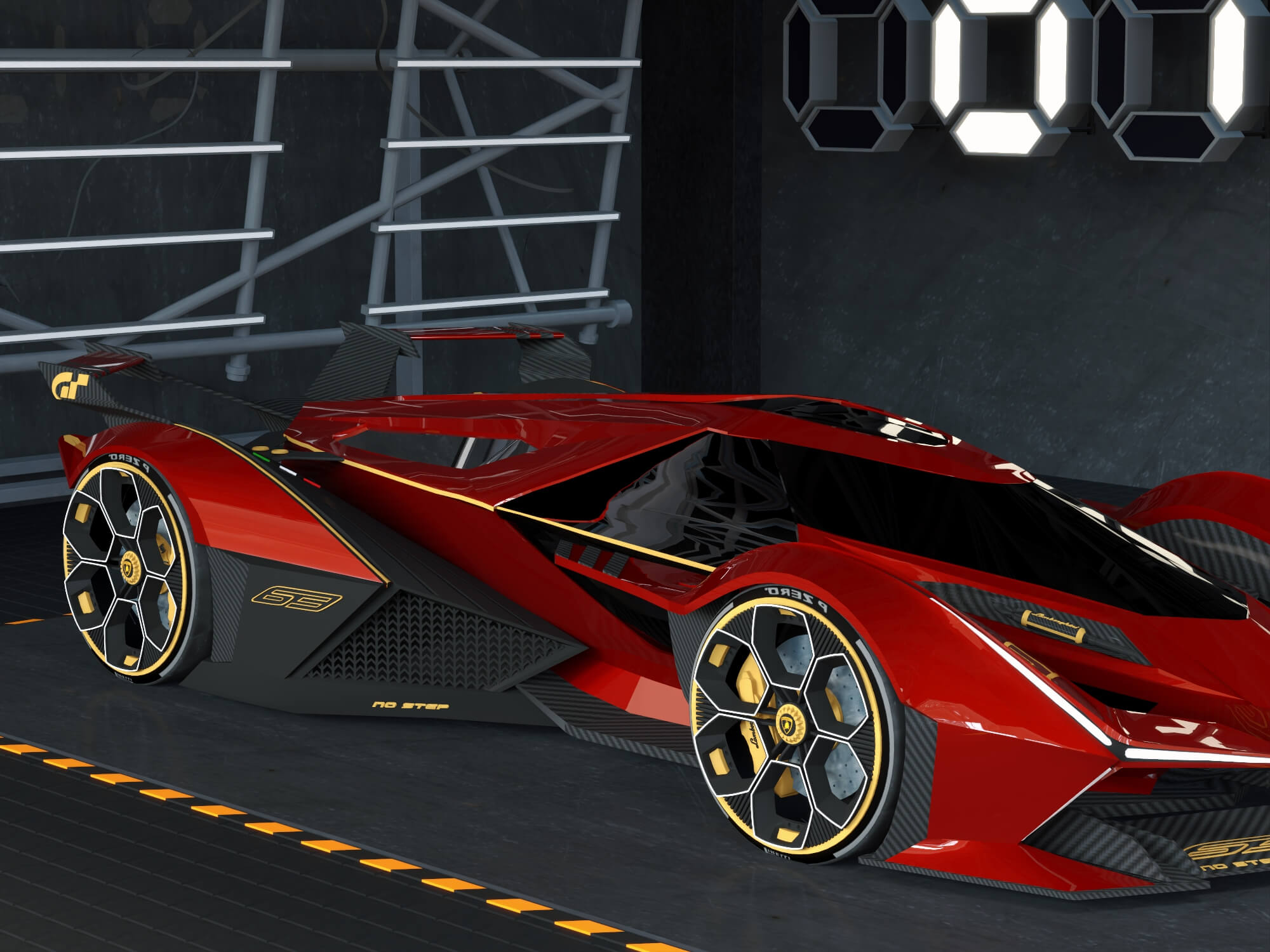 Futuristic Supercar Garage Scene 3D Model