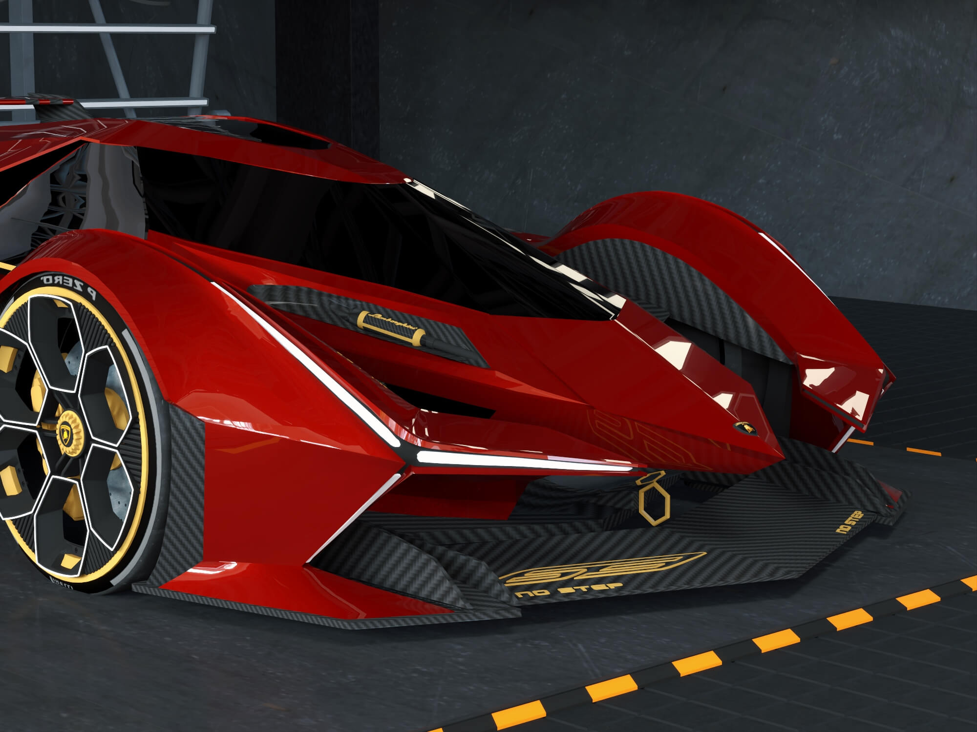 Futuristic Supercar Garage Scene 3D Model