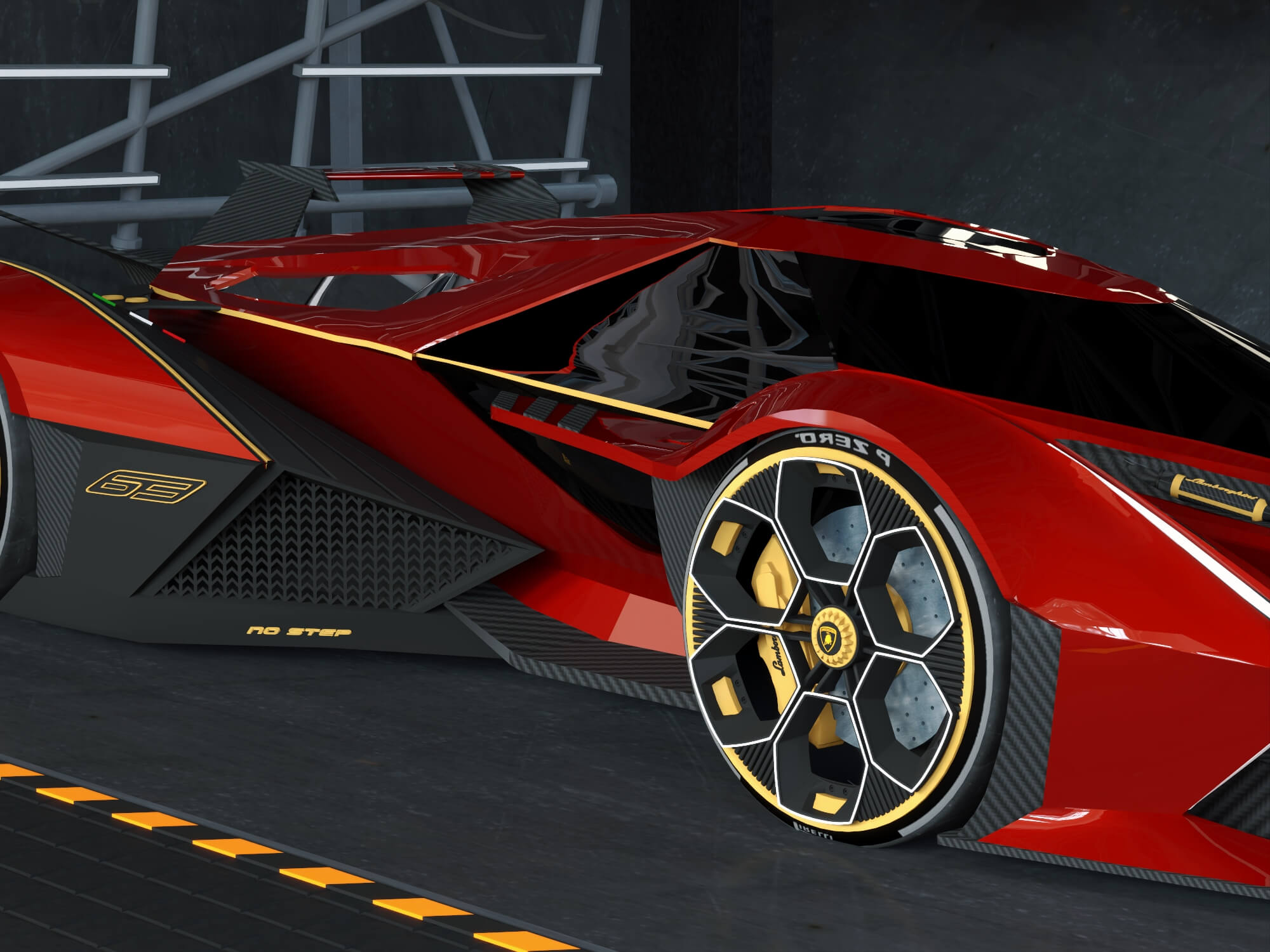 Futuristic Supercar Garage Scene 3D Model