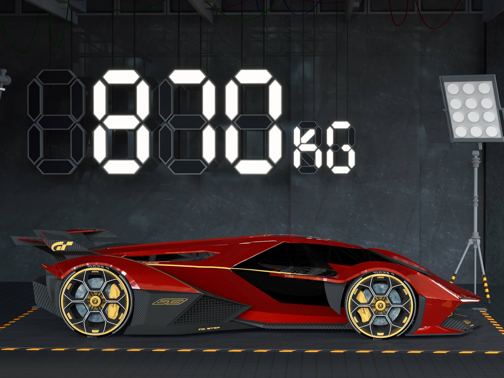 Futuristic Supercar Garage Scene 3D Model