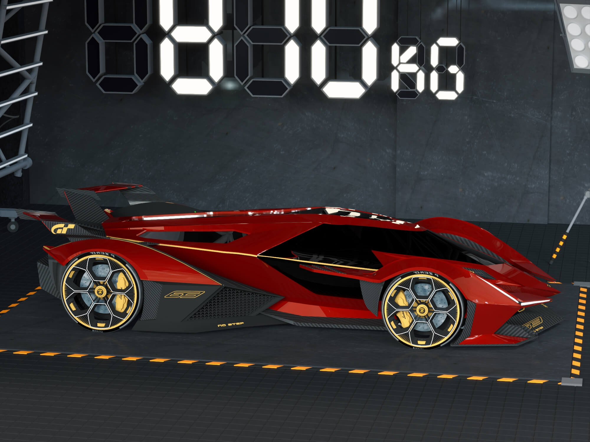 Futuristic Supercar Garage Scene 3D Model