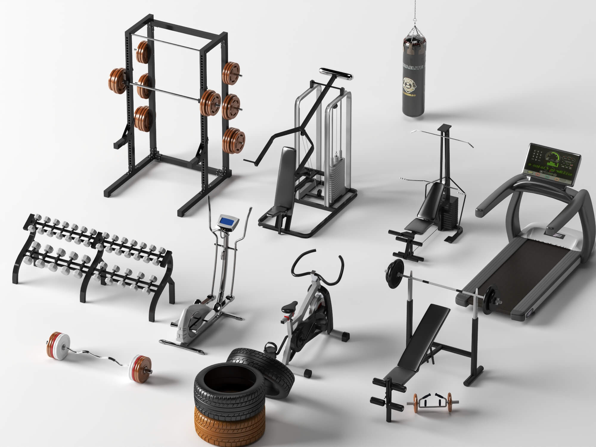 Gym Equipment Pack Lowpoly 3D Model 3D Model