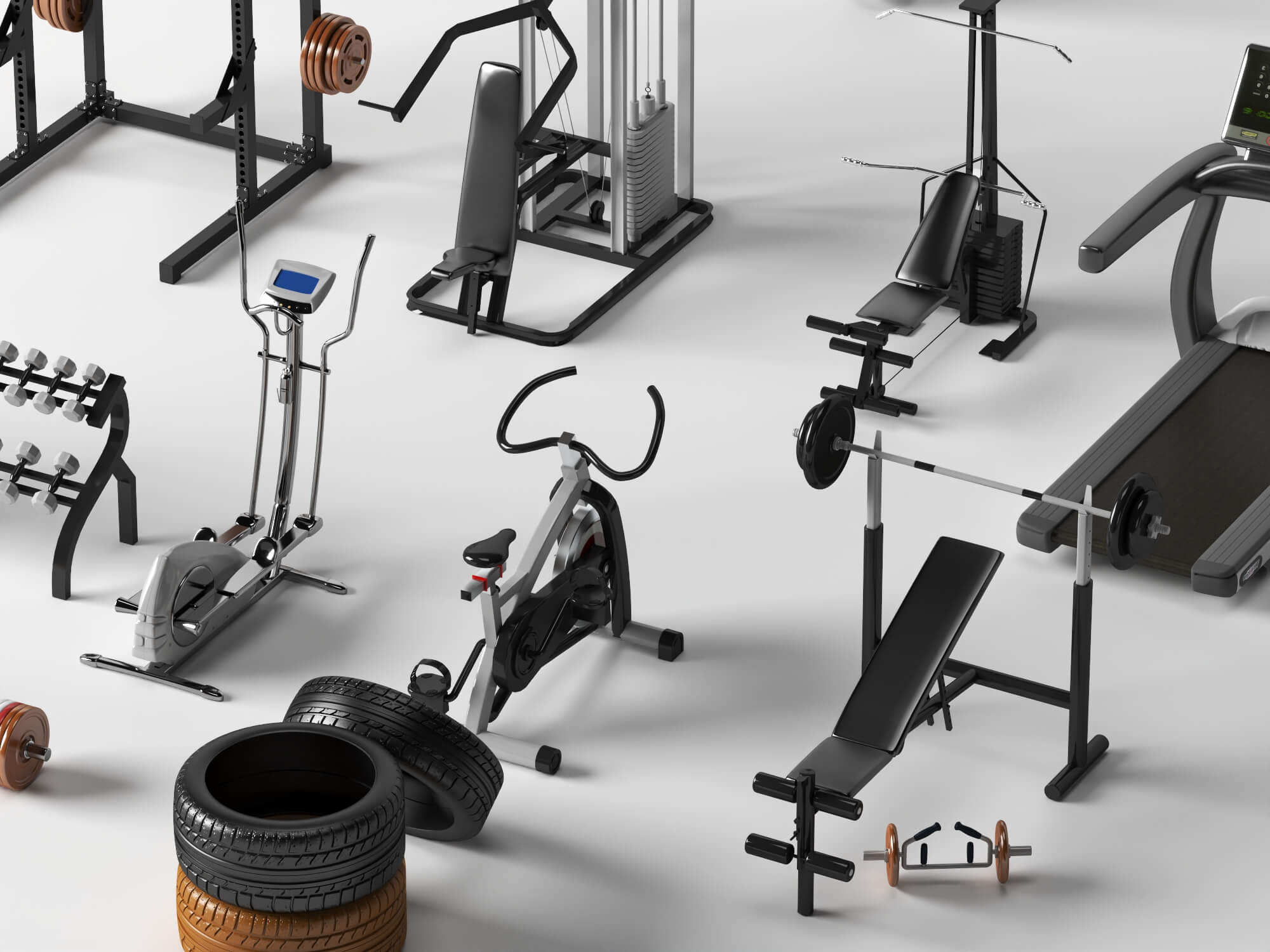 Gym Equipment Pack Lowpoly 3D Model 3D Model