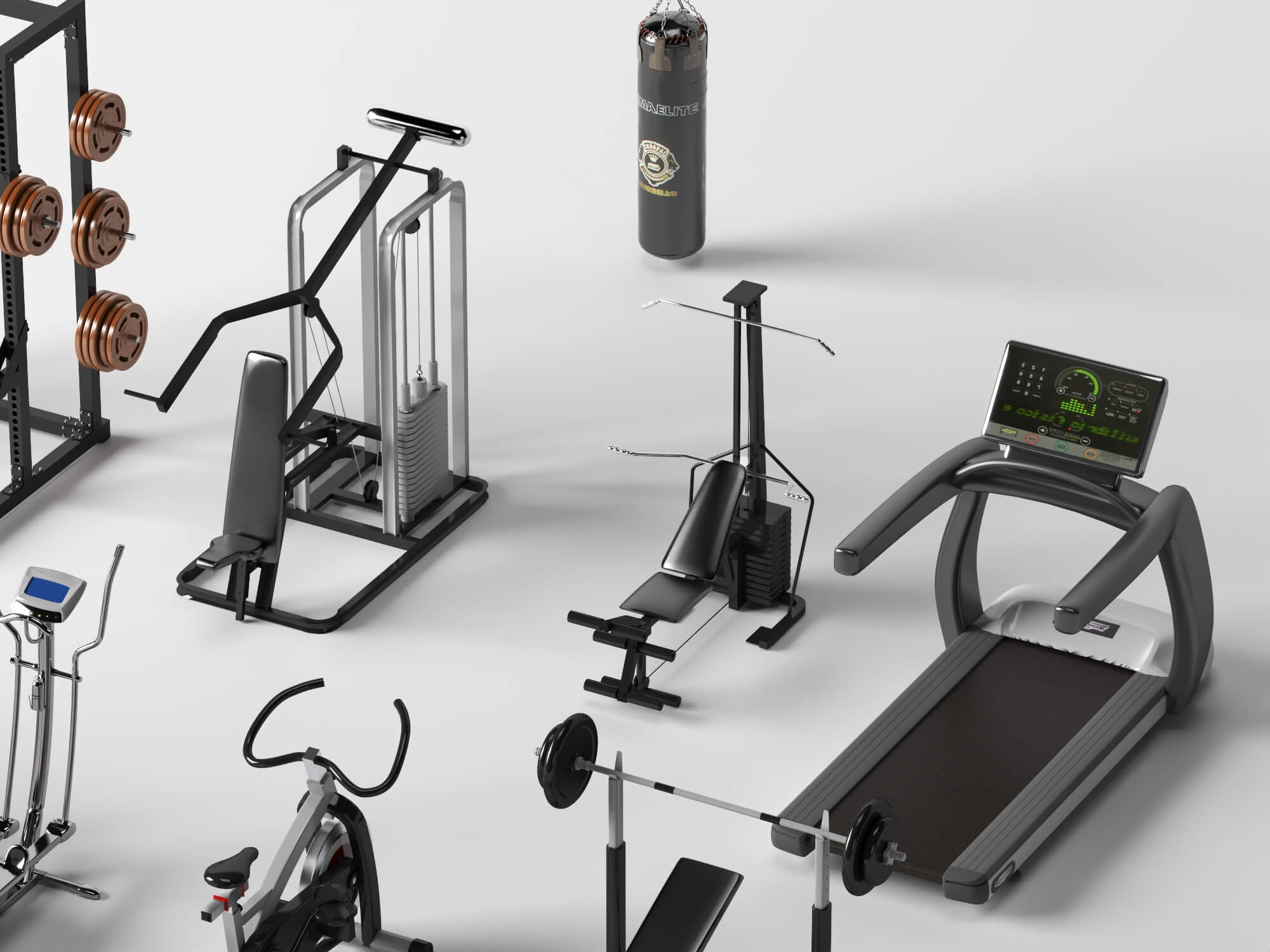 Gym Equipment Pack Lowpoly 3D Model 3D Model