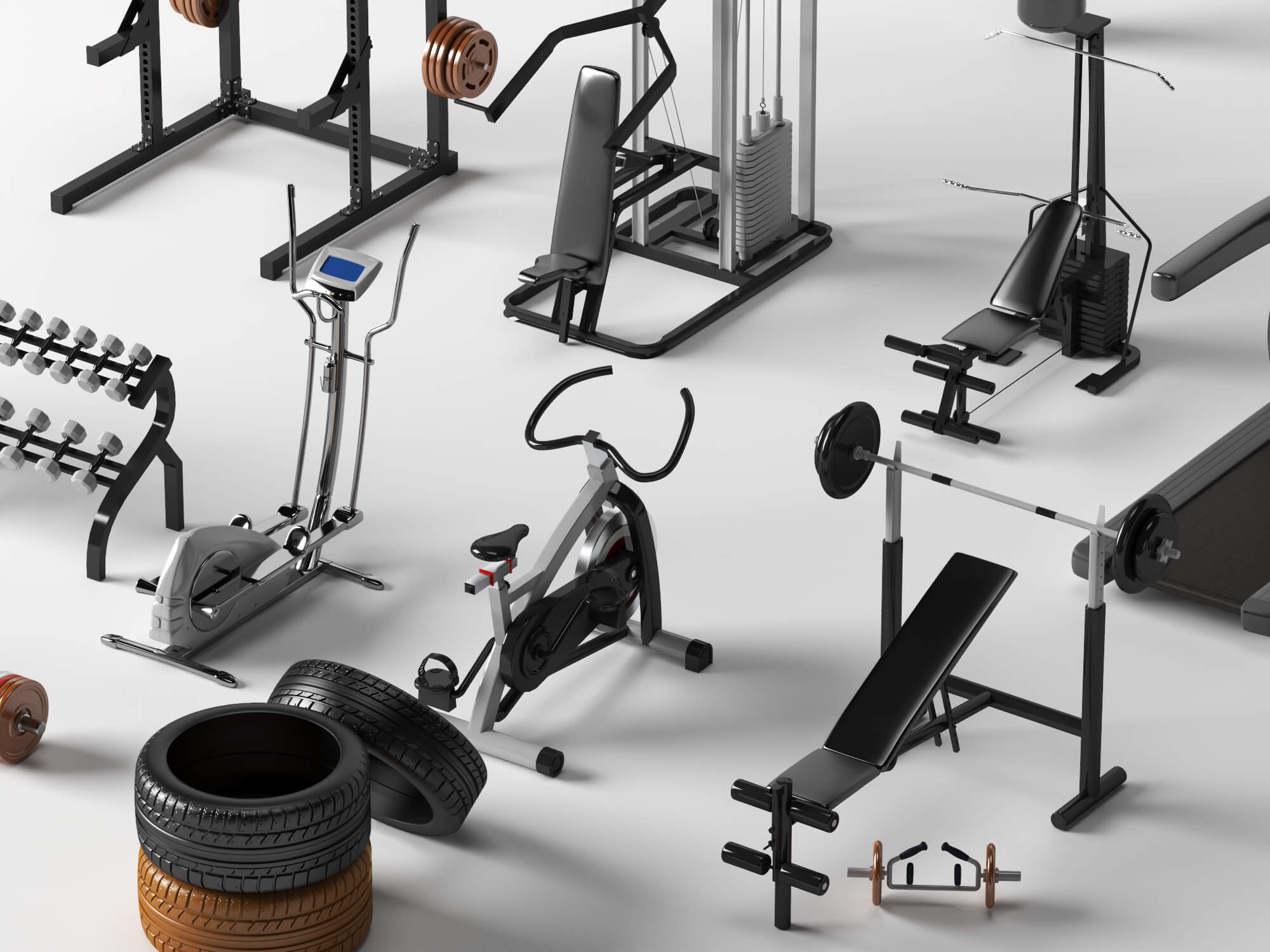Gym Equipment Pack Lowpoly 3D Model 3D Model