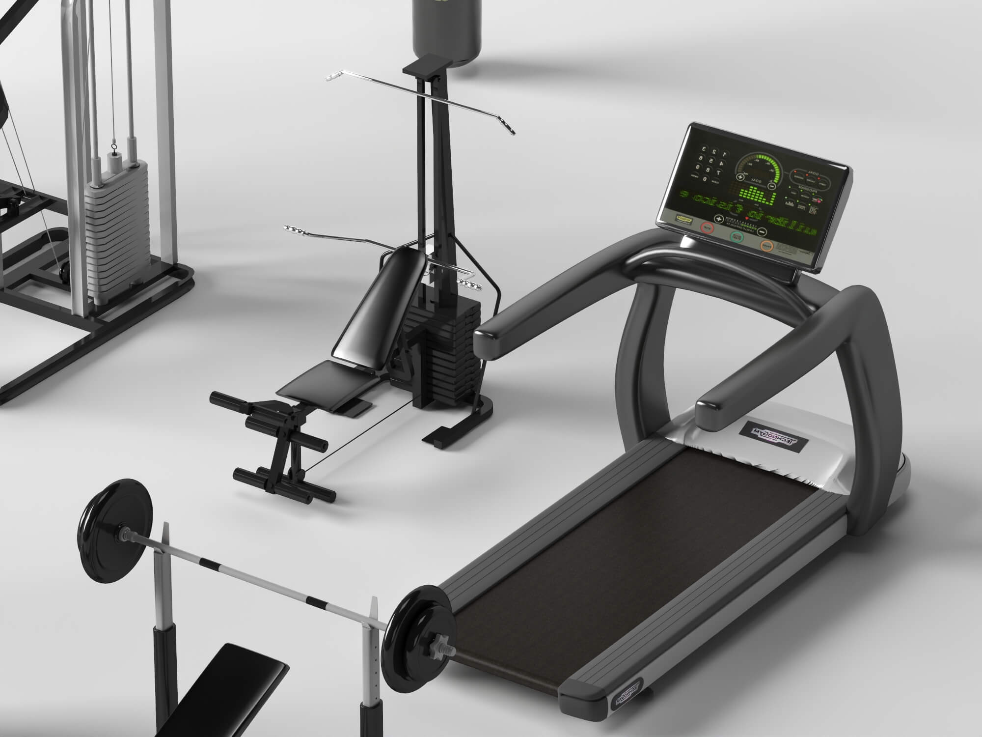 Gym Equipment Pack Lowpoly 3D Model 3D Model