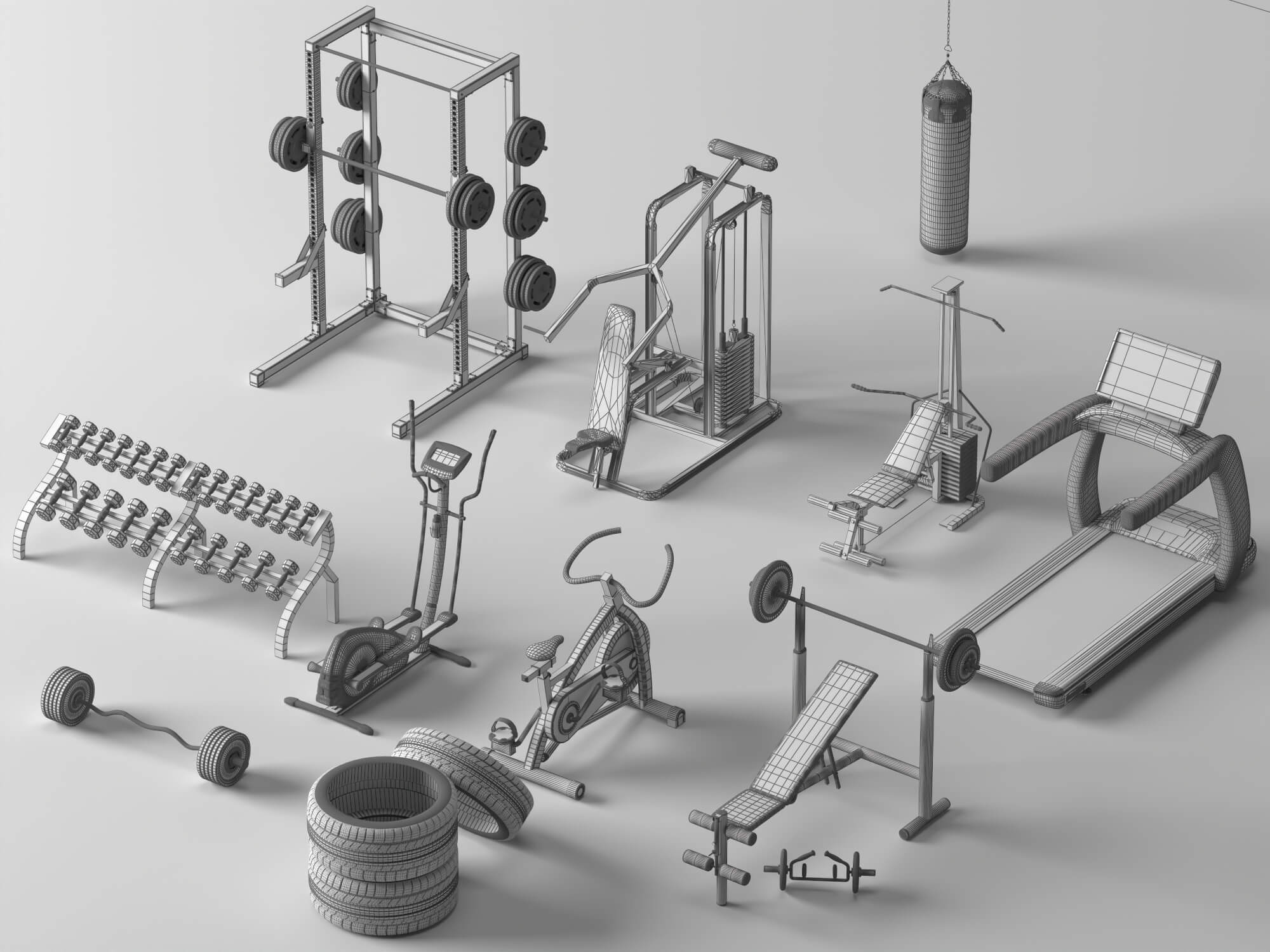 Gym Equipment Pack Lowpoly 3D Model 3D Model