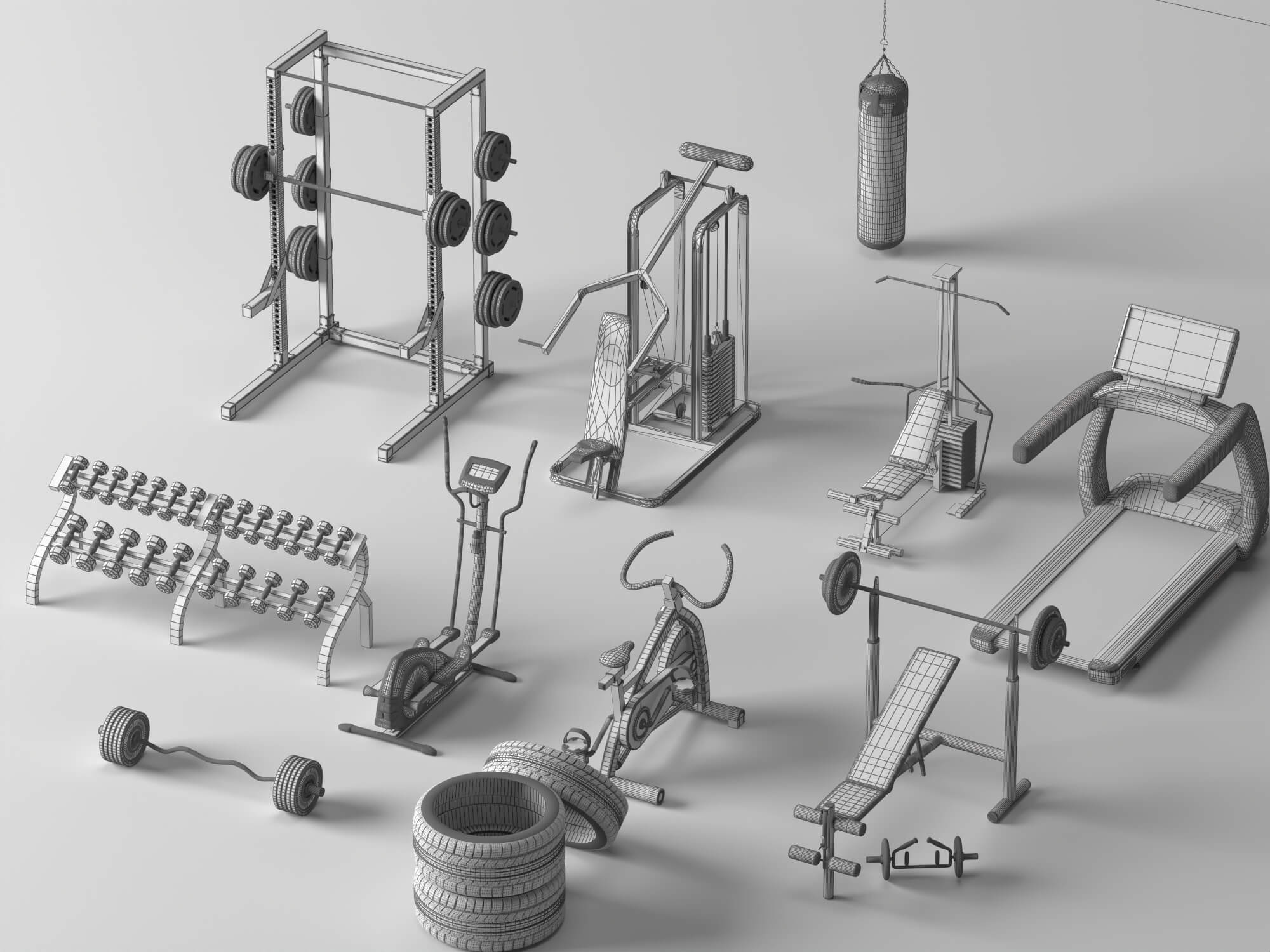 Gym Equipment Pack Lowpoly 3D Model 3D Model