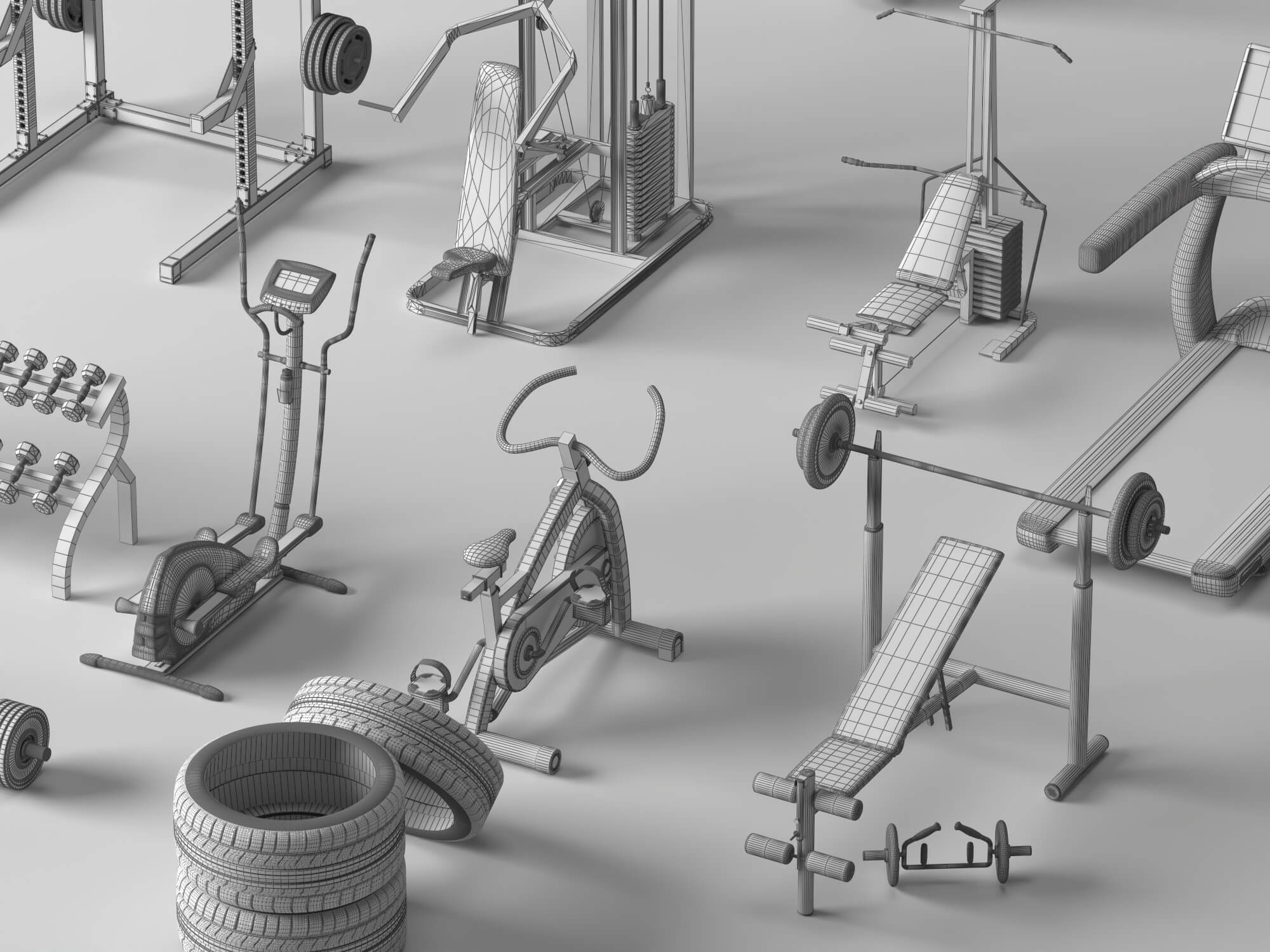 Gym Equipment Pack Lowpoly 3D Model 3D Model