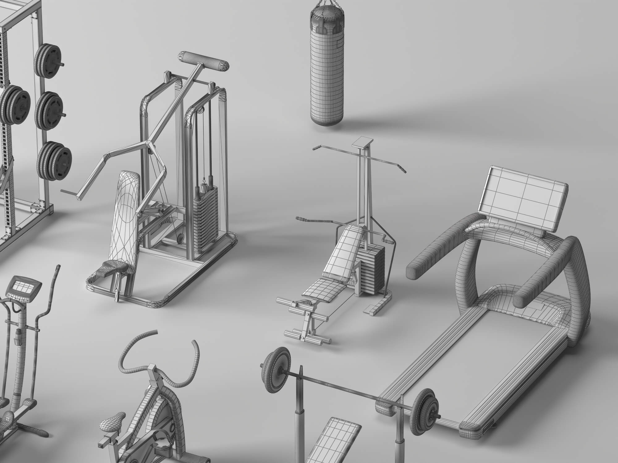 Gym Equipment Pack Lowpoly 3D Model 3D Model