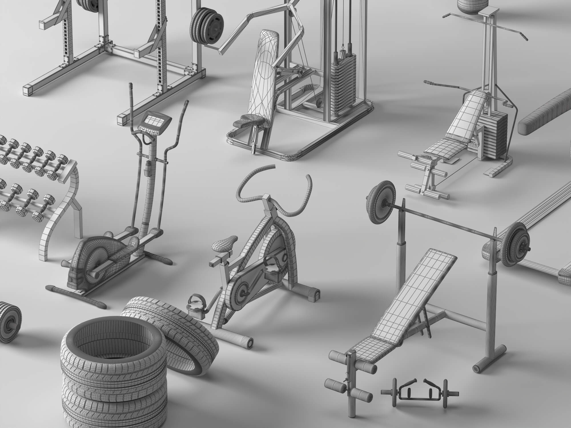 Gym Equipment Pack Lowpoly 3D Model 3D Model