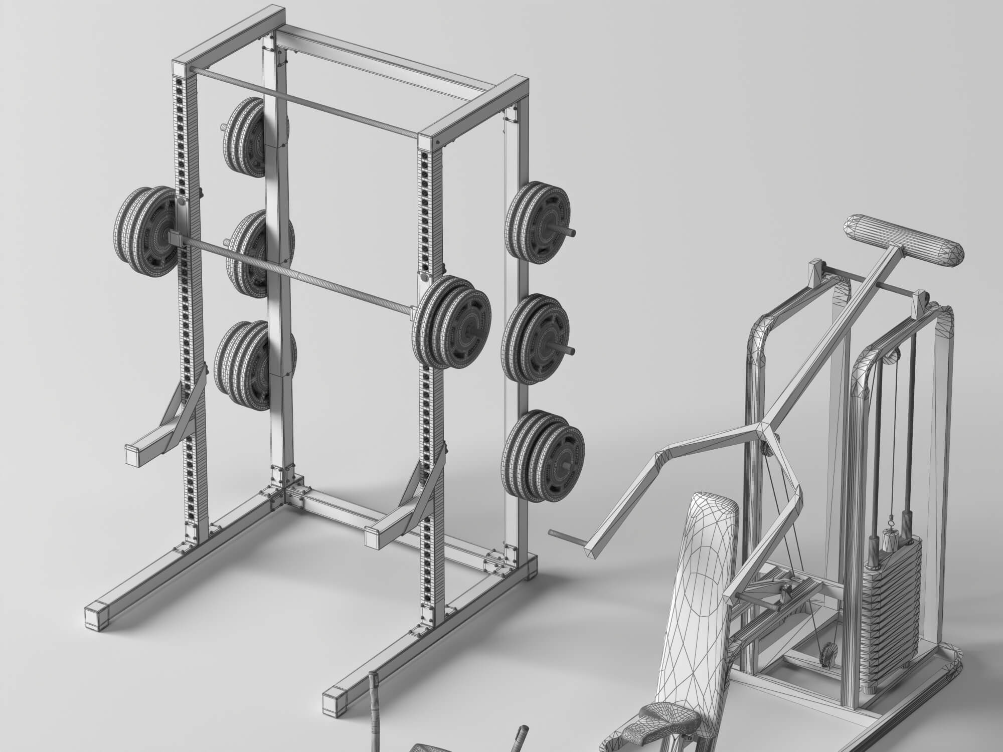 Gym Equipment Pack Lowpoly 3D Model 3D Model