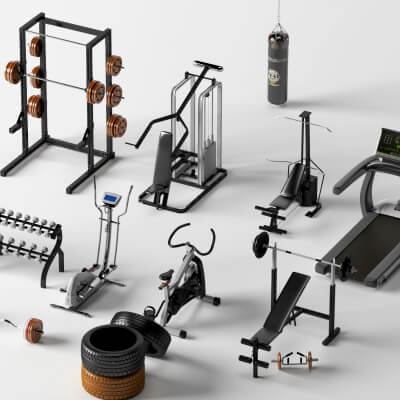 Gym Equipment Pack Lowpoly 3D Model