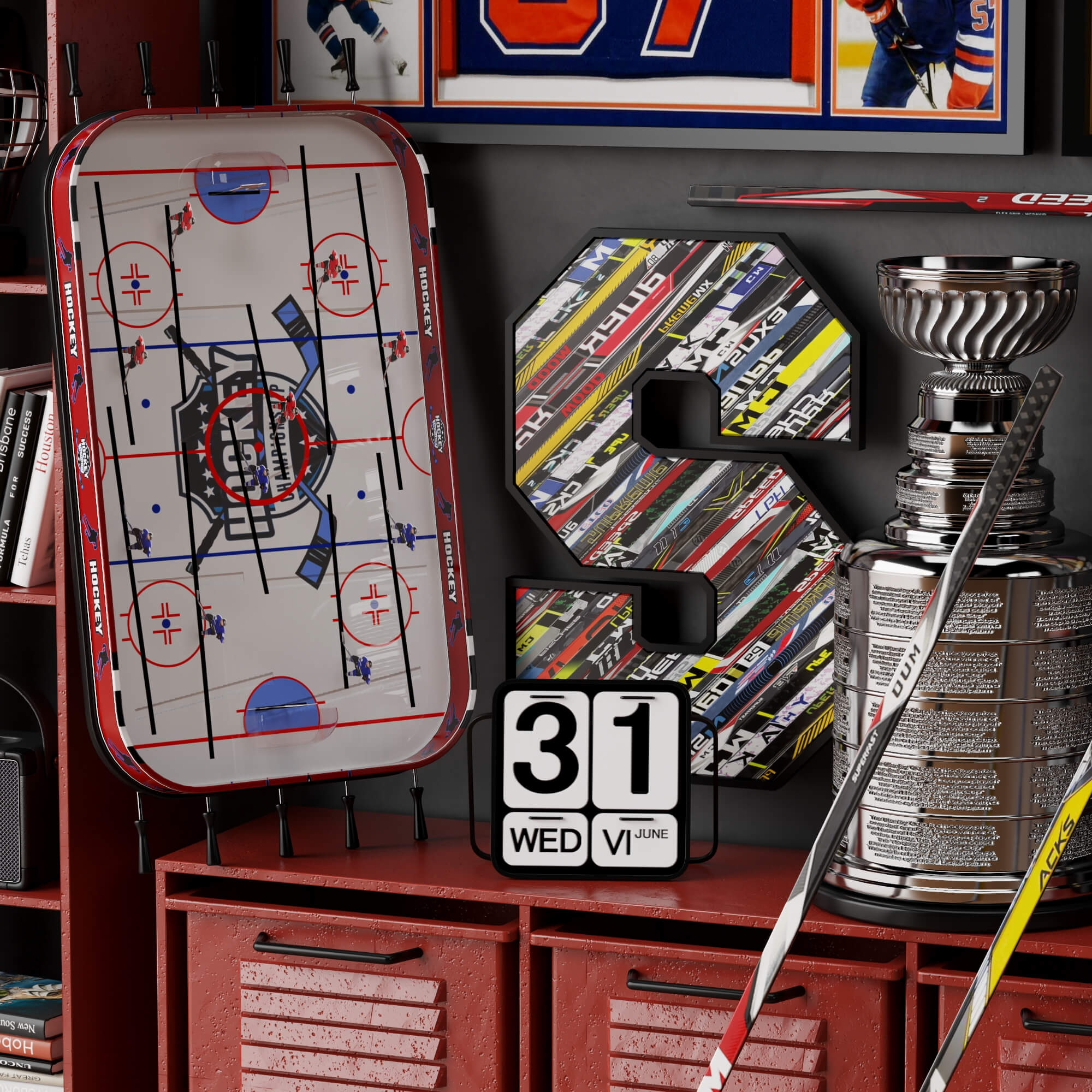 Hockey Sports Memorabilia Interior Decor Lowpoly 3D Scene 3D Model