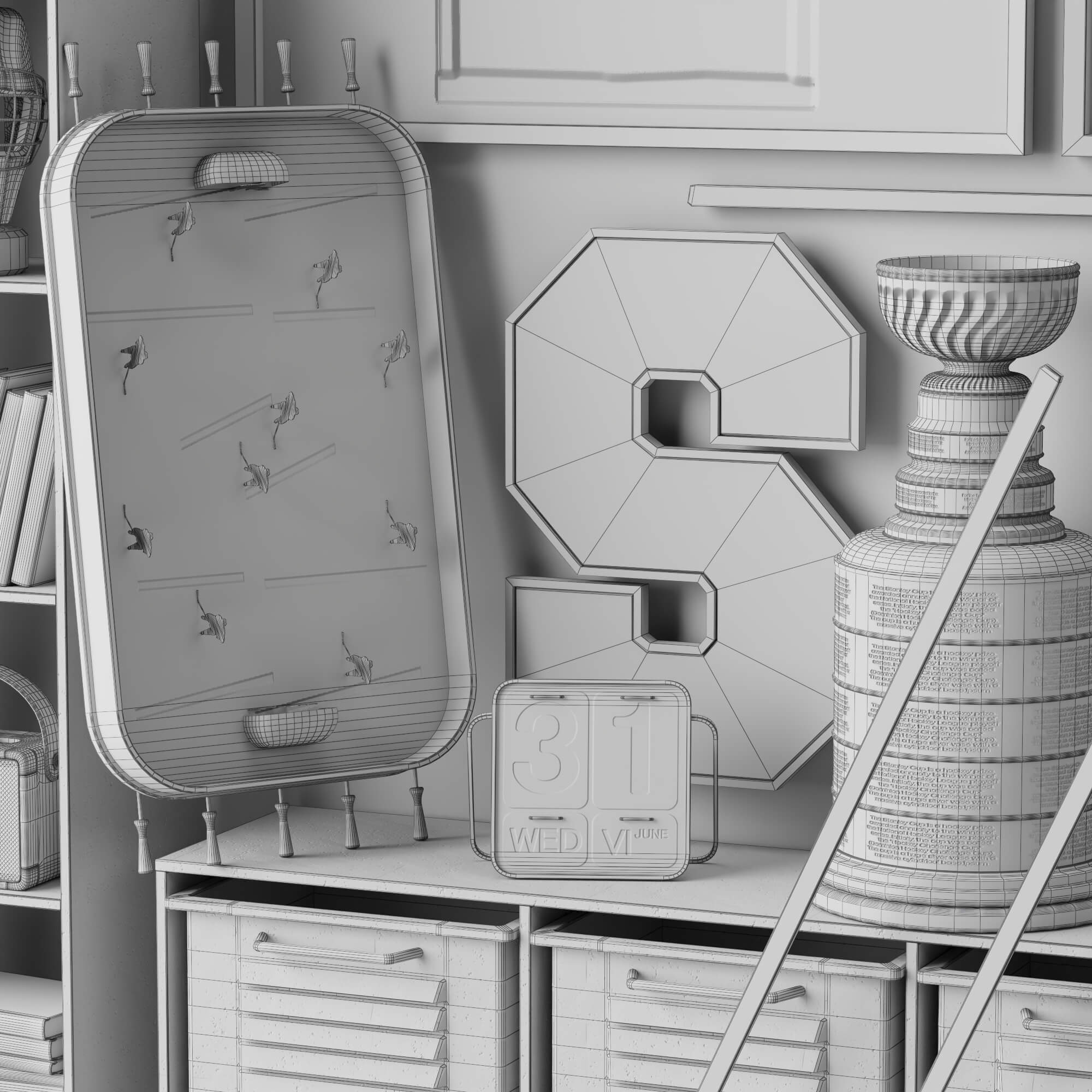Hockey Sports Memorabilia Interior Decor Lowpoly 3D Scene 3D Model