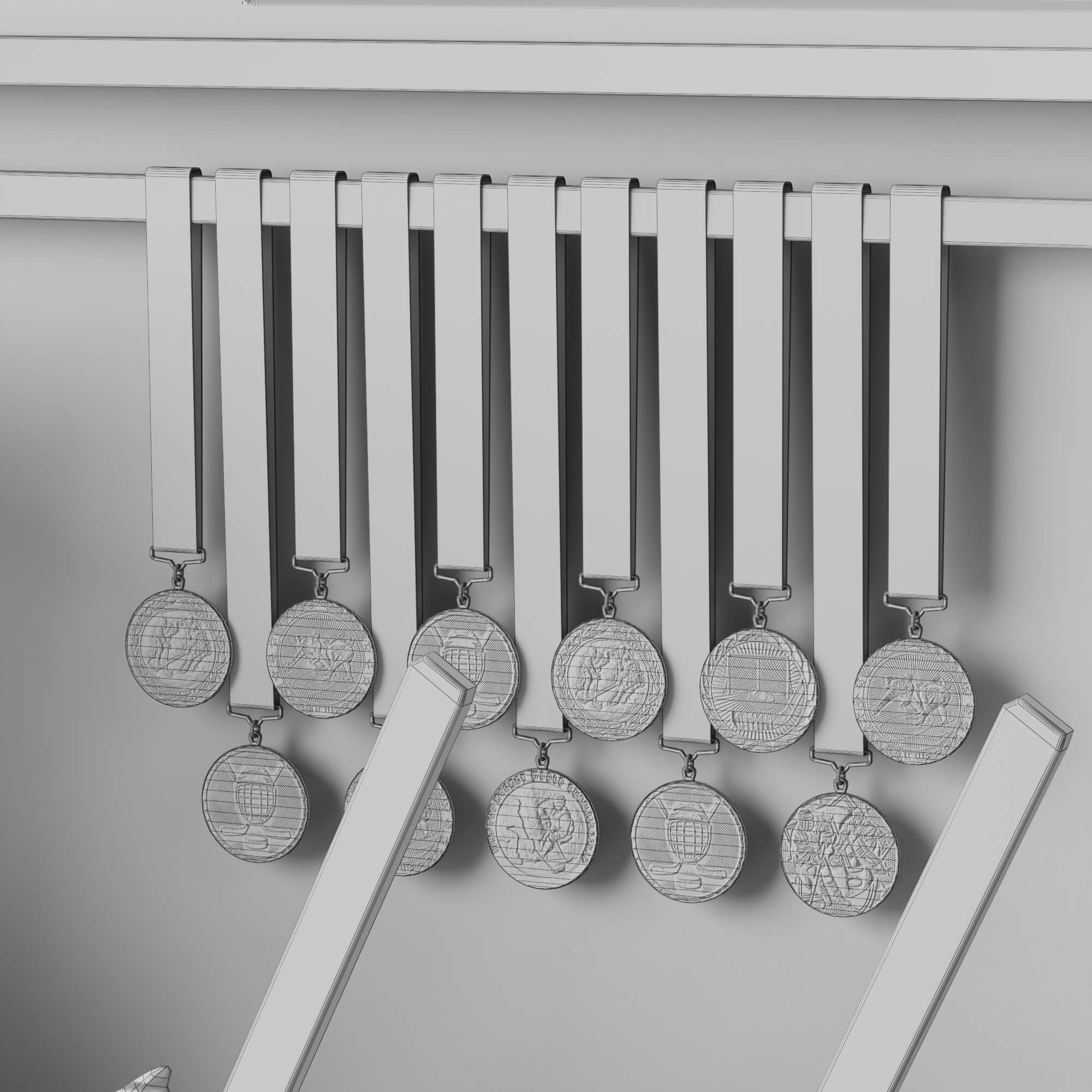 Hockey Sports Memorabilia Interior Decor Lowpoly 3D Scene 3D Model