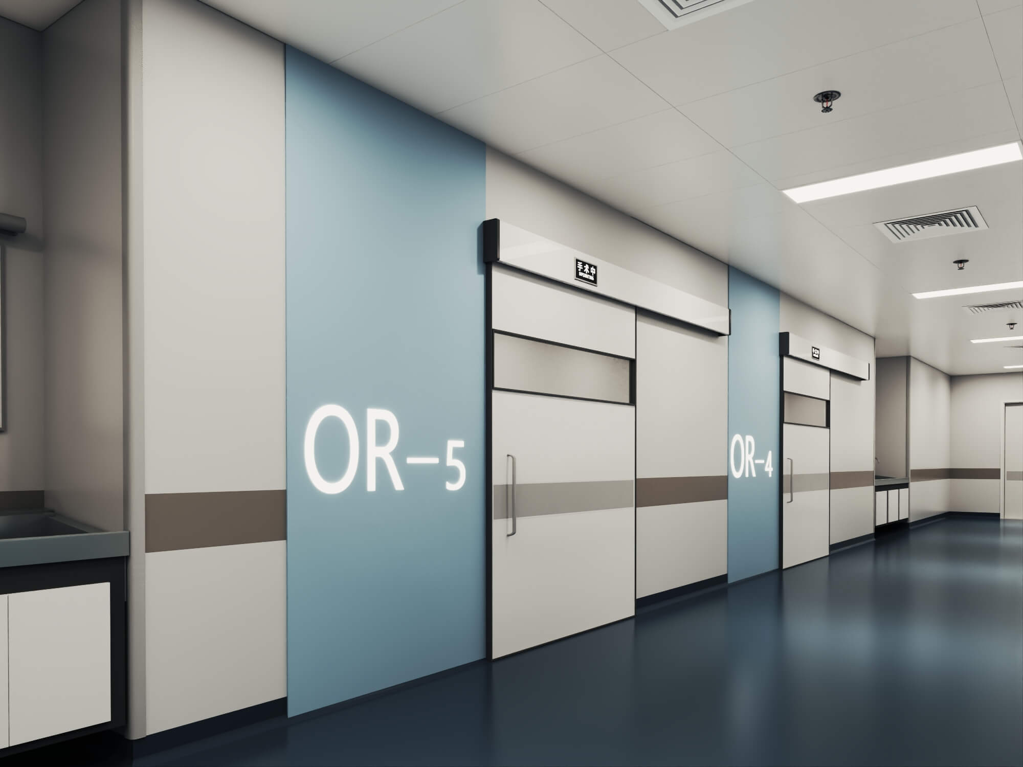 Hospital Operating Room Corridor Lowpoly 3D Scene 3D Model