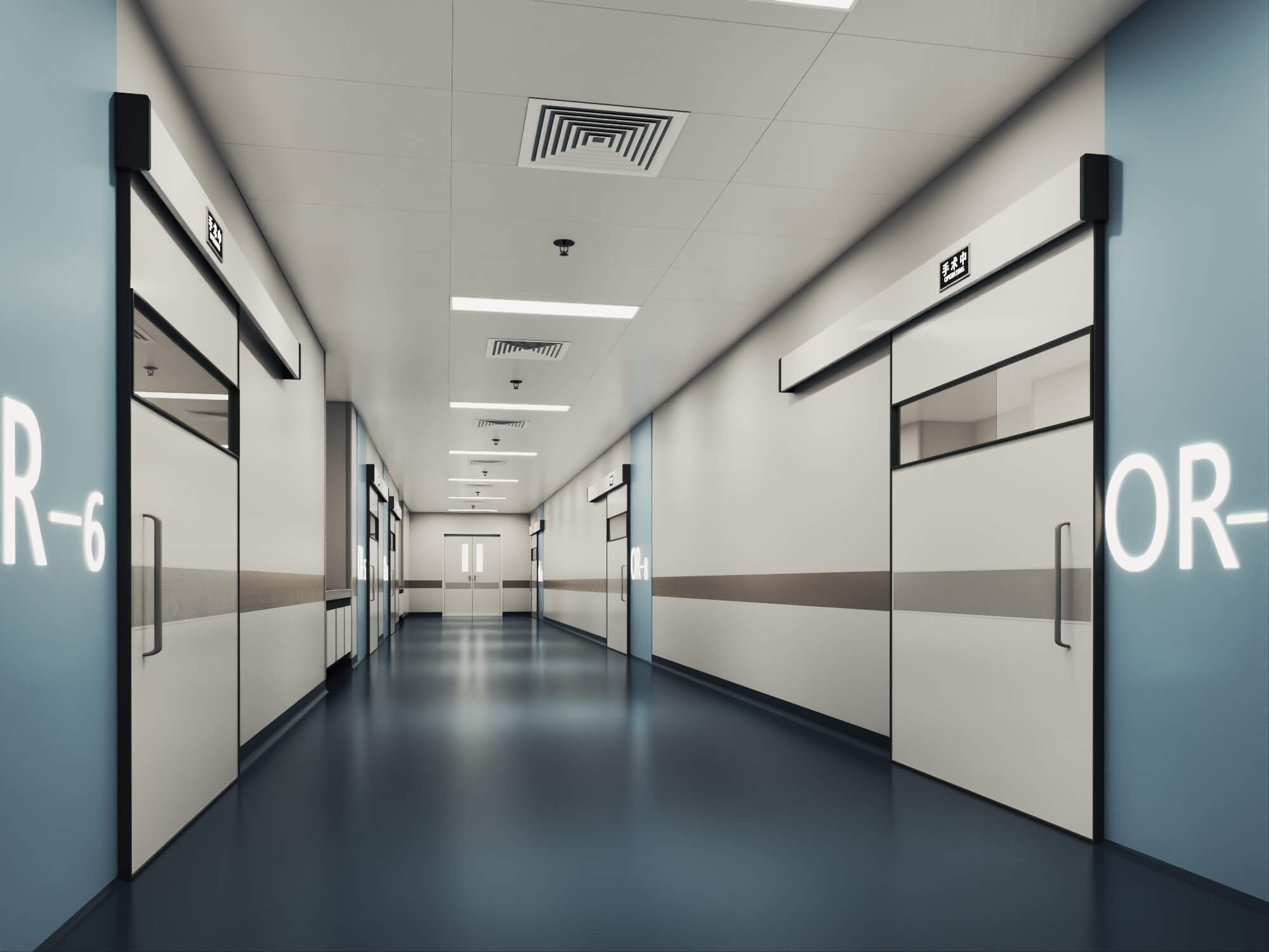 Hospital Operating Room Corridor Lowpoly 3D Scene 3D Model