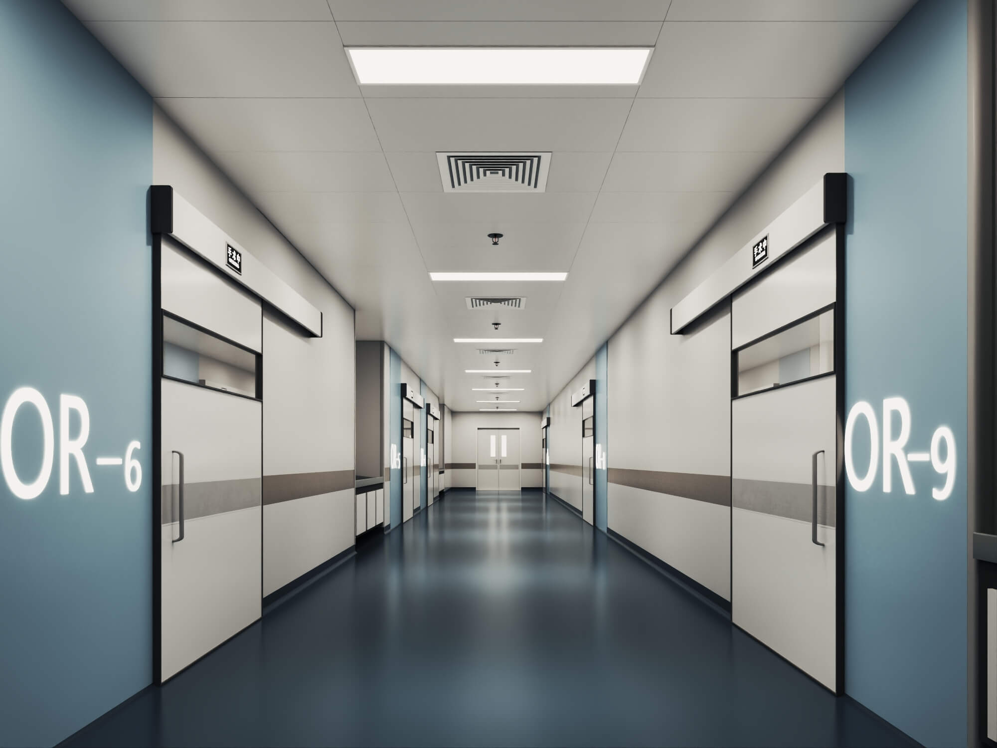 Hospital Operating Room Corridor Lowpoly 3D Scene 3D Model