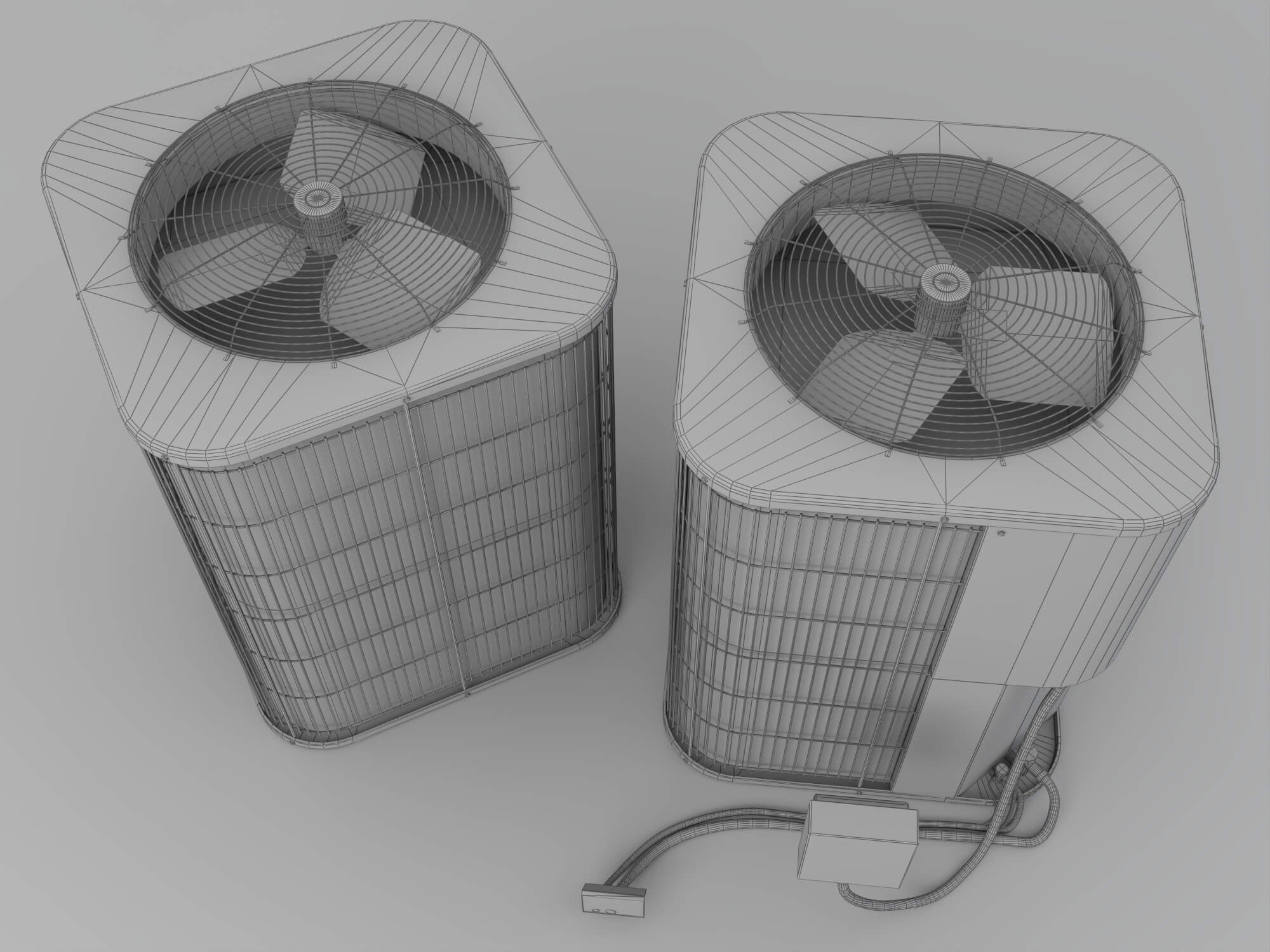 HVAC Air Conditioner Outdoor Unit Set 3D Model