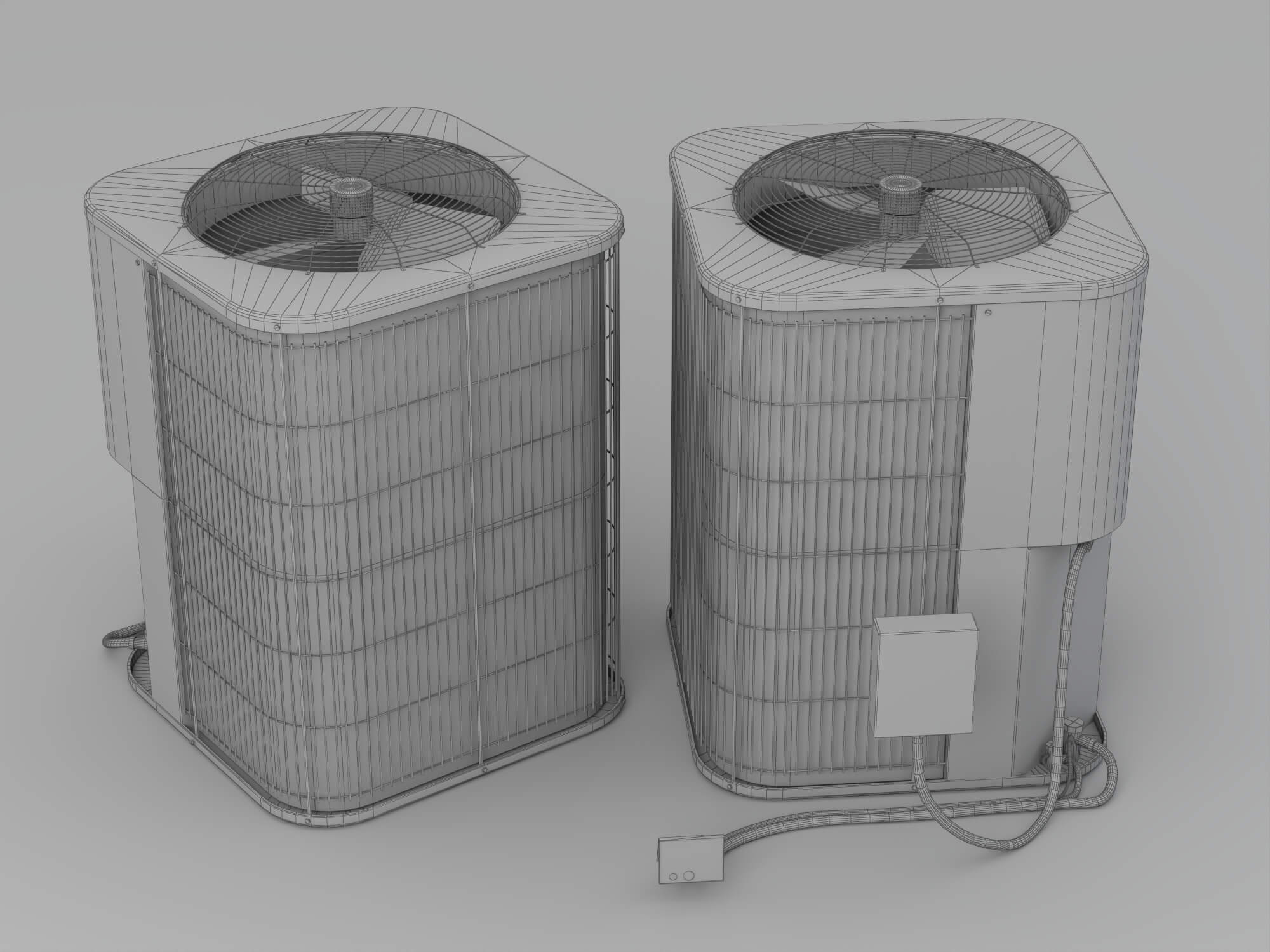HVAC Air Conditioner Outdoor Unit Set 3D Model