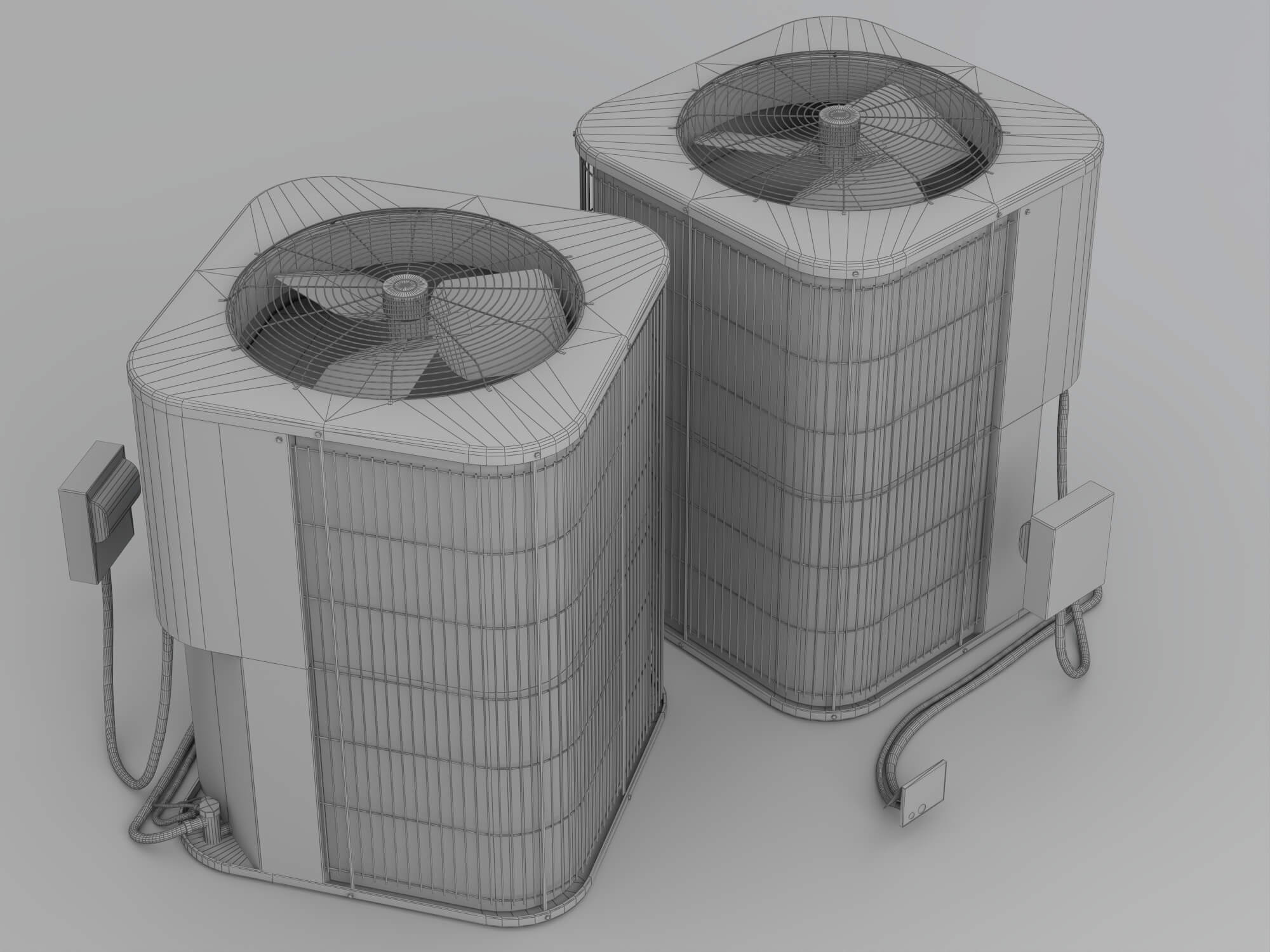 HVAC Air Conditioner Outdoor Unit Set 3D Model