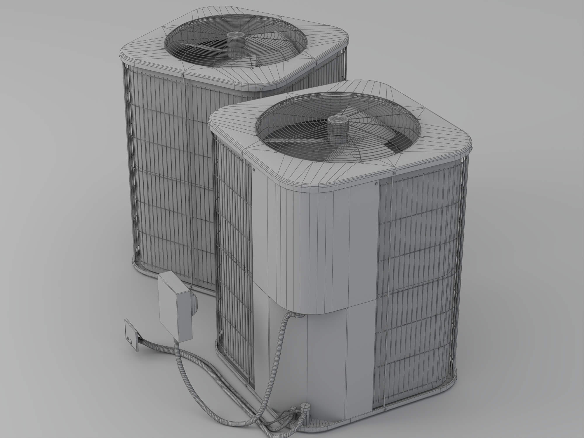 HVAC Air Conditioner Outdoor Unit Set 3D Model
